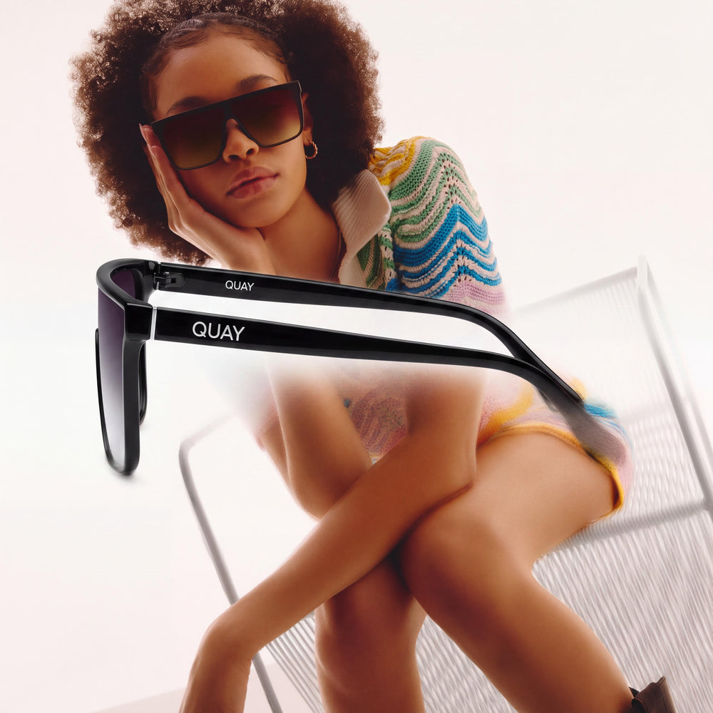 QUAY AUSTRALIA Nightfall Medium Unisex Black Fade Injection Shield Sunglasses UV Protection 140mm