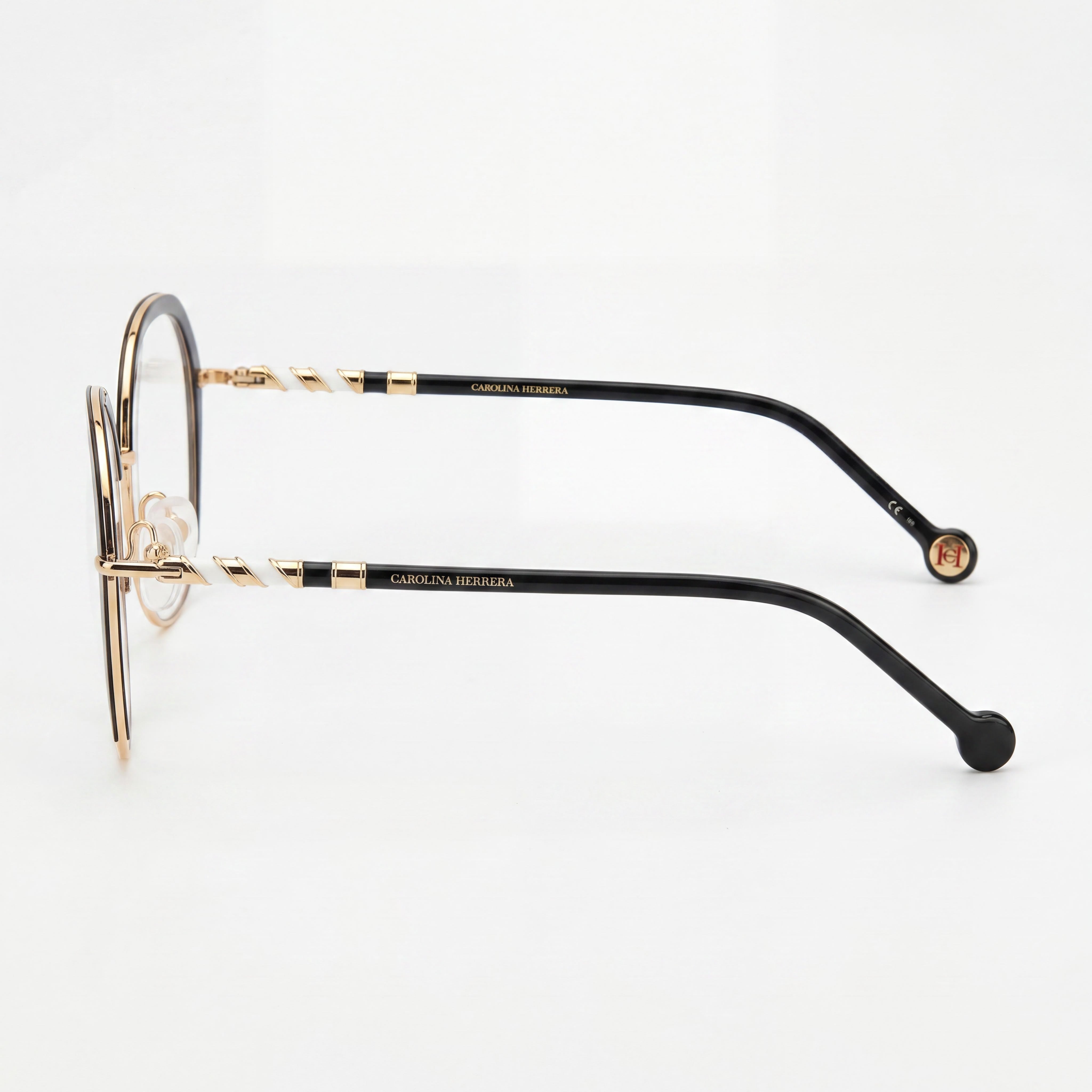 Gafas de sol modernas para mujer Carolina Herrera con montura de acero de aleación y lentes de policarbonato, oro negro, 52 mm, Photo 2