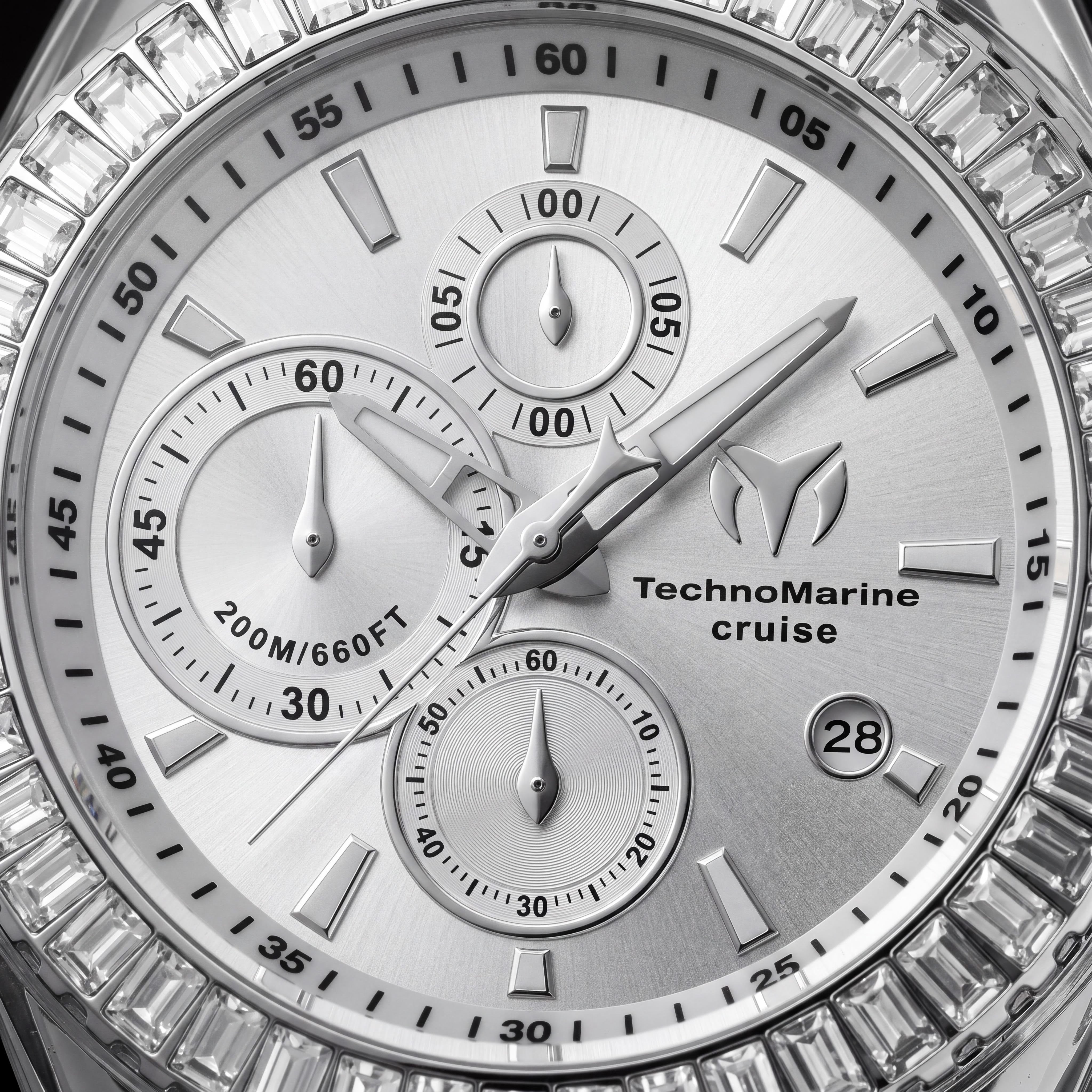 Reloj Technomarine Cruise TM-121150 para hombre, de cuarzo, cronógrafo, caja de acero inoxidable de 45 mm, esfera plateada y correa de silicona, Photo 2