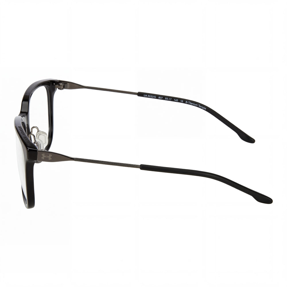 Gafas de sol unisex de la colección Modern de Under Armour con montura de acetato negro y lentes de policarbonato, tamaño 55 mm