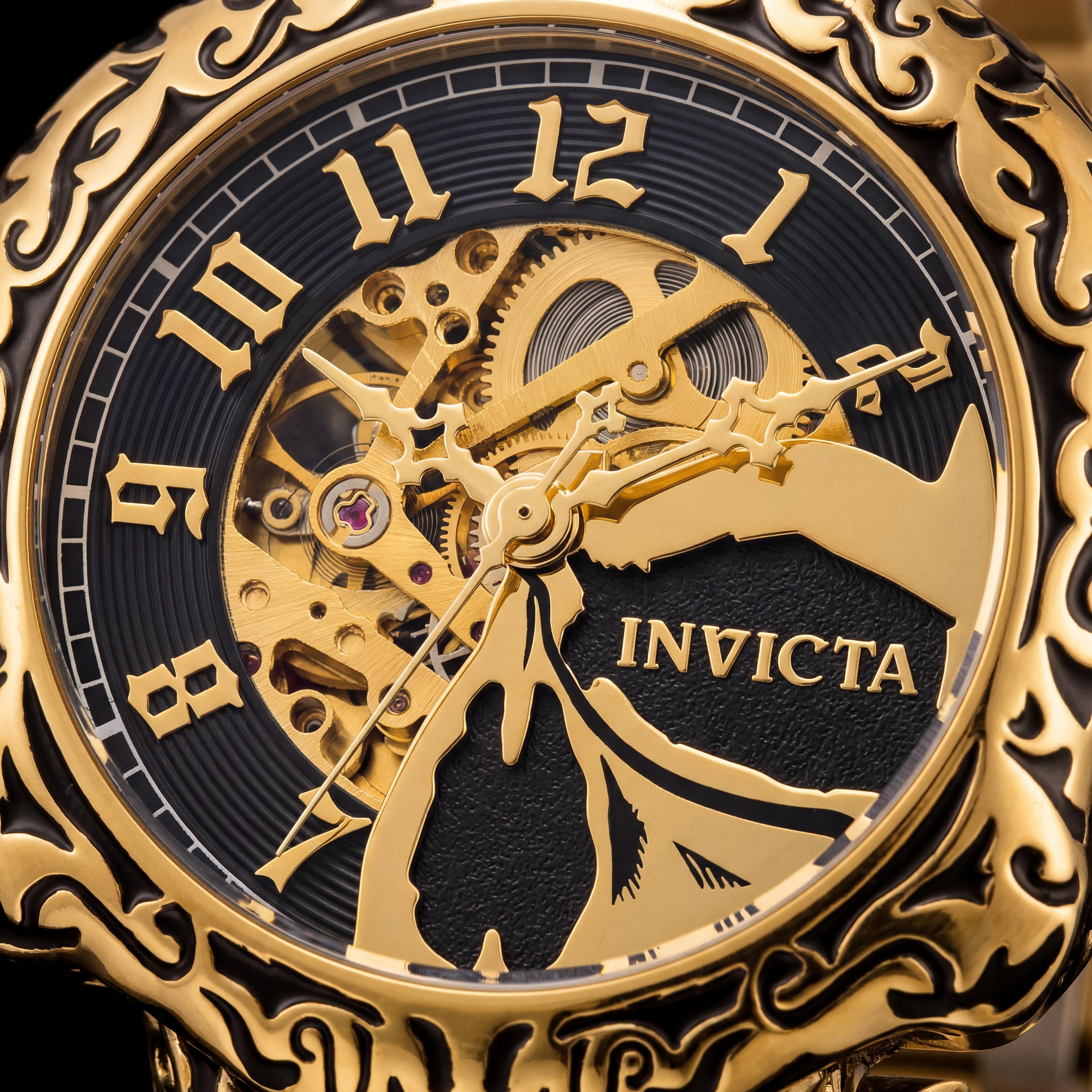 Invicta Artist Skull 35109 Unisex Gold Tone Stainless Steel Automatic Watch with Flame Fusion Crystal & 100M Water Resistance, 50.5mm, Photo 2