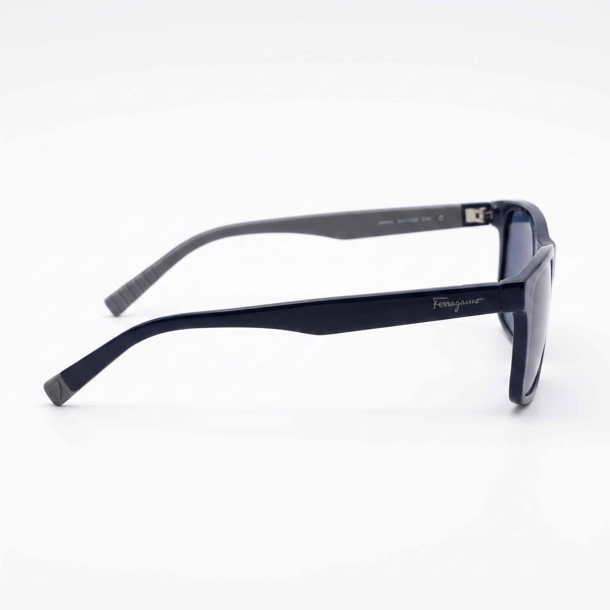 Gafas de sol Salvatore Ferragamo clásicas rectangulares para mujer, armazón de plástico gris azulado, lentes grises de 57 mm, no polarizadas, con protección UV, Photo 3