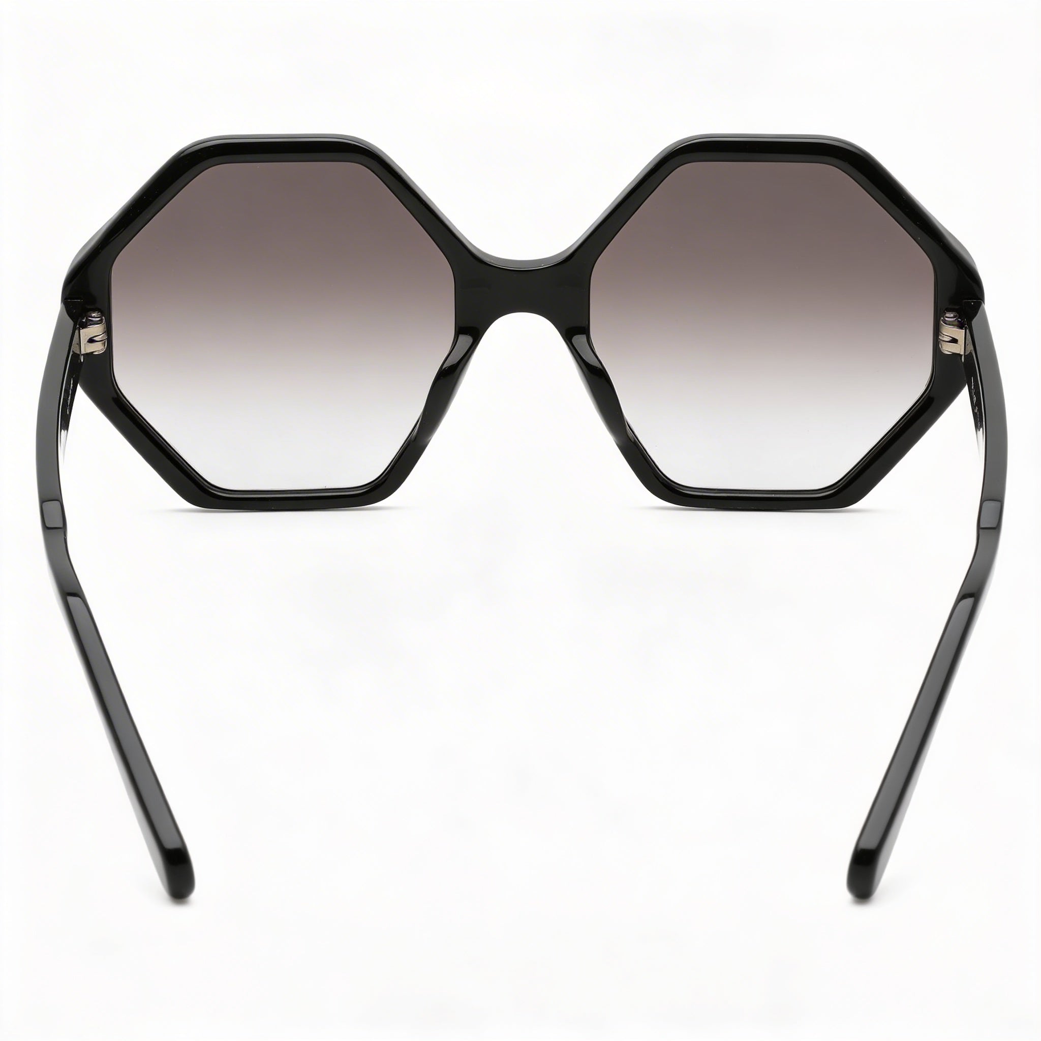 Salvatore Ferragamo SF1070S Women's Black Acetate Hexagonal Grey Gradient 100% UV Protection Sunglasses 55mm, Photo 4