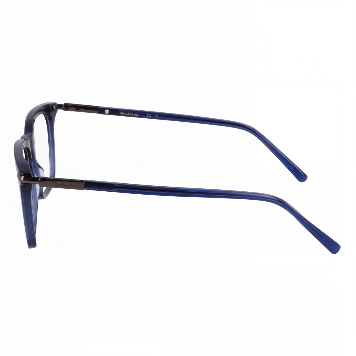 Gafas de sol de acetato informales para hombre Ferragamo no polarizadas con montura azul transparente y lentes transparentes 53-17-145, Photo 3