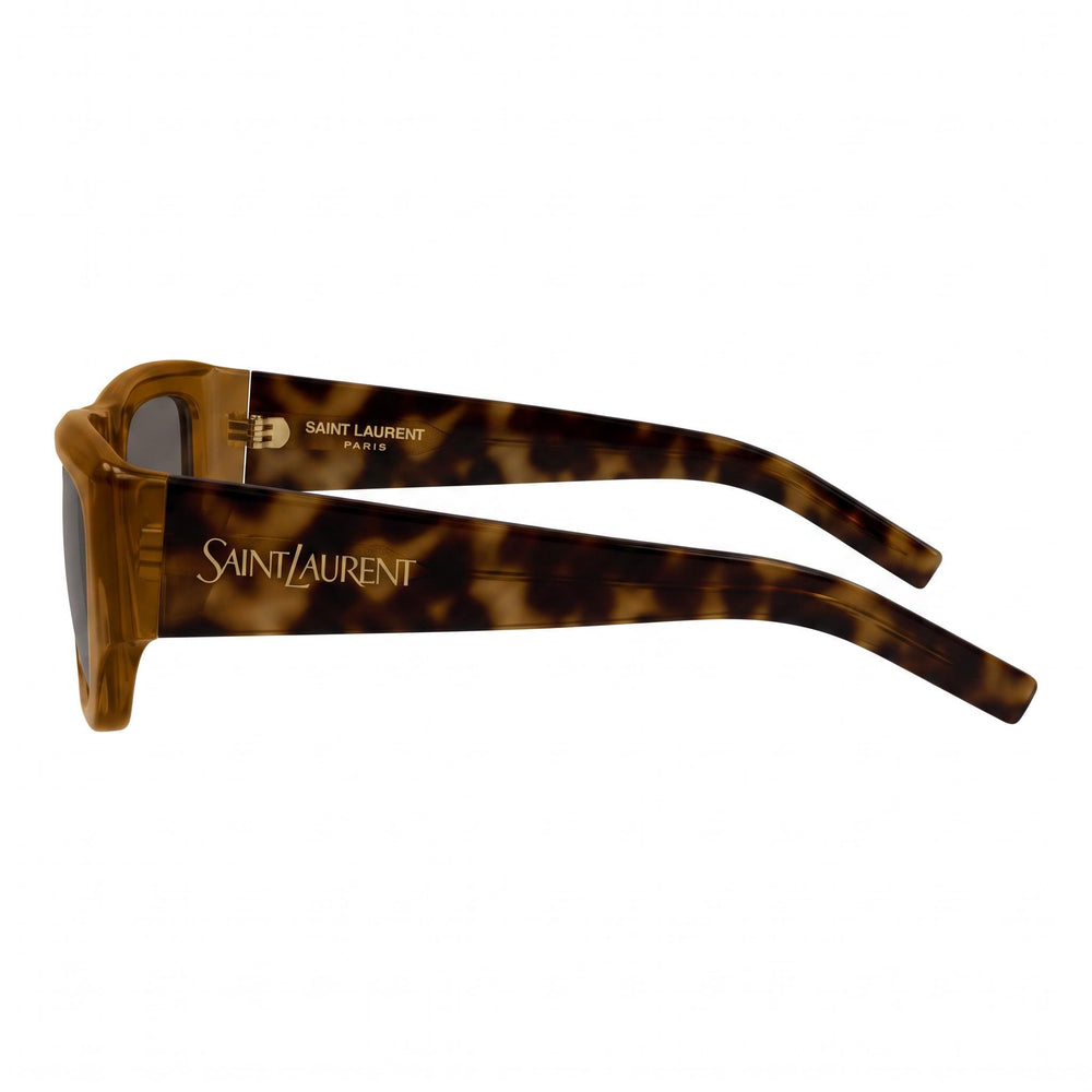 SAINT LAURENT Retro Glam Women's Brown Havana Polarized Sunglasses Vintage Logo Black Lenses 52mm