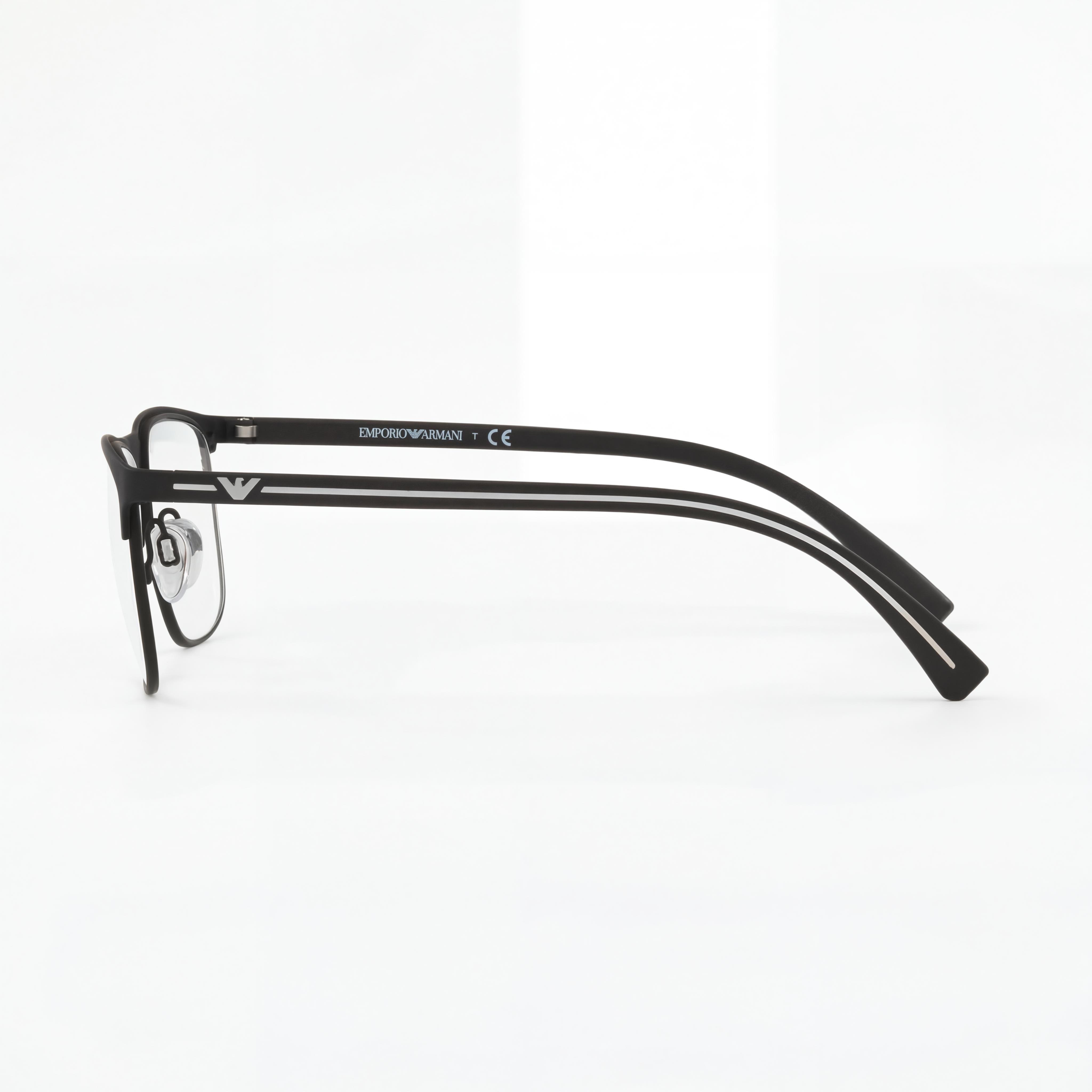 Emporio Armani Ea1079 Square Full Rim Rubber Black Non-Polarized Lens Optical Eyeglasses, Lens Width 55mm, Photo 2