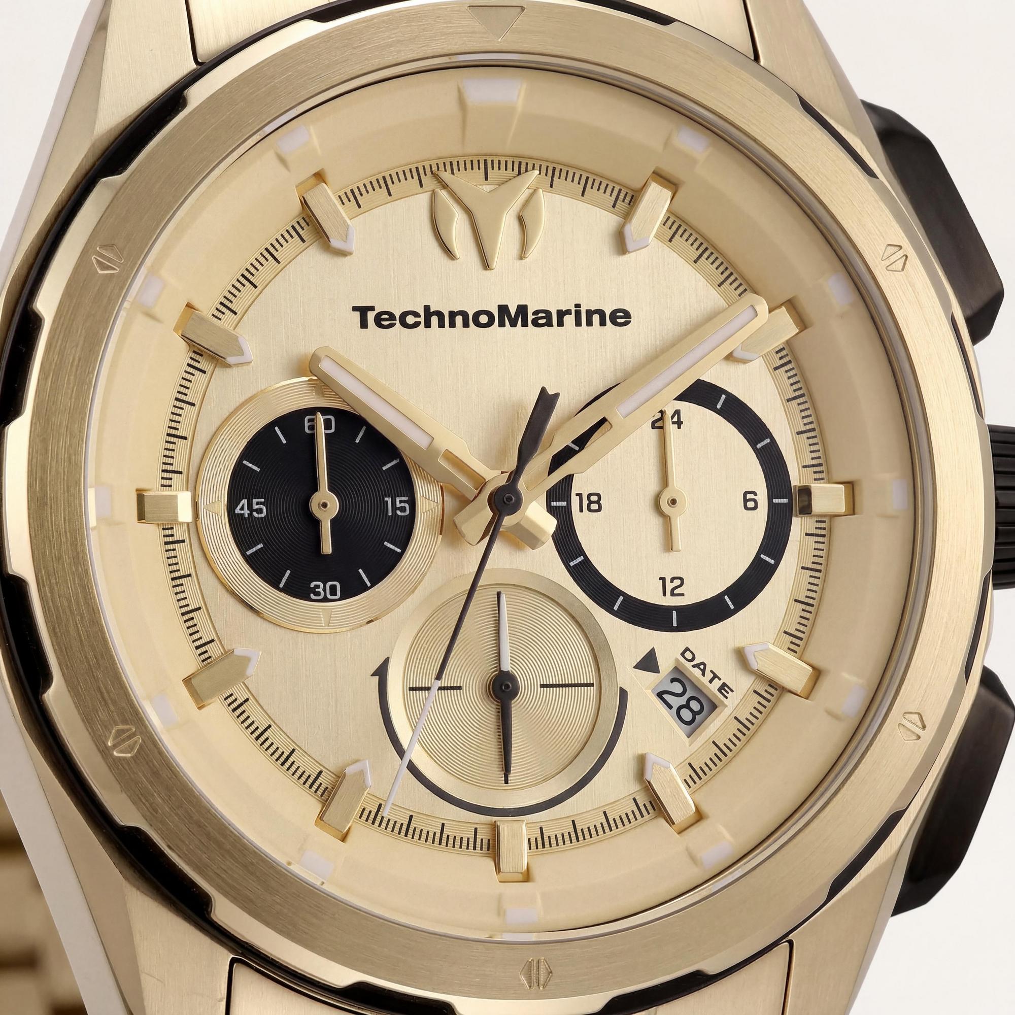 TechnoMarine OCEAN - NOMAD TM-318094 Unisex Gold Dial Stainless Steel Chronograph Quartz 43mm Watch, Photo 2