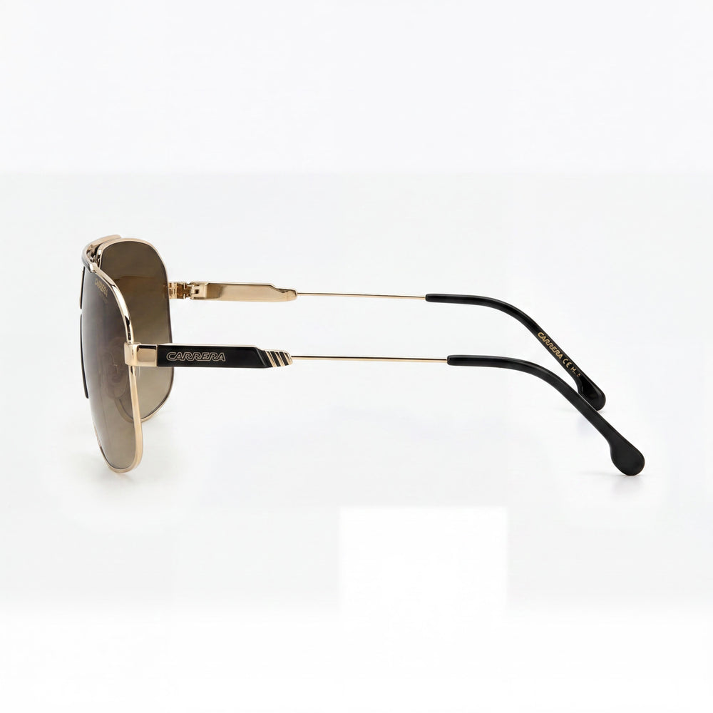 Carrera 1043/S Men's Lightweight Stainless Steel UV Protected Black Gold Brown Shaded Sunglasses 65mm