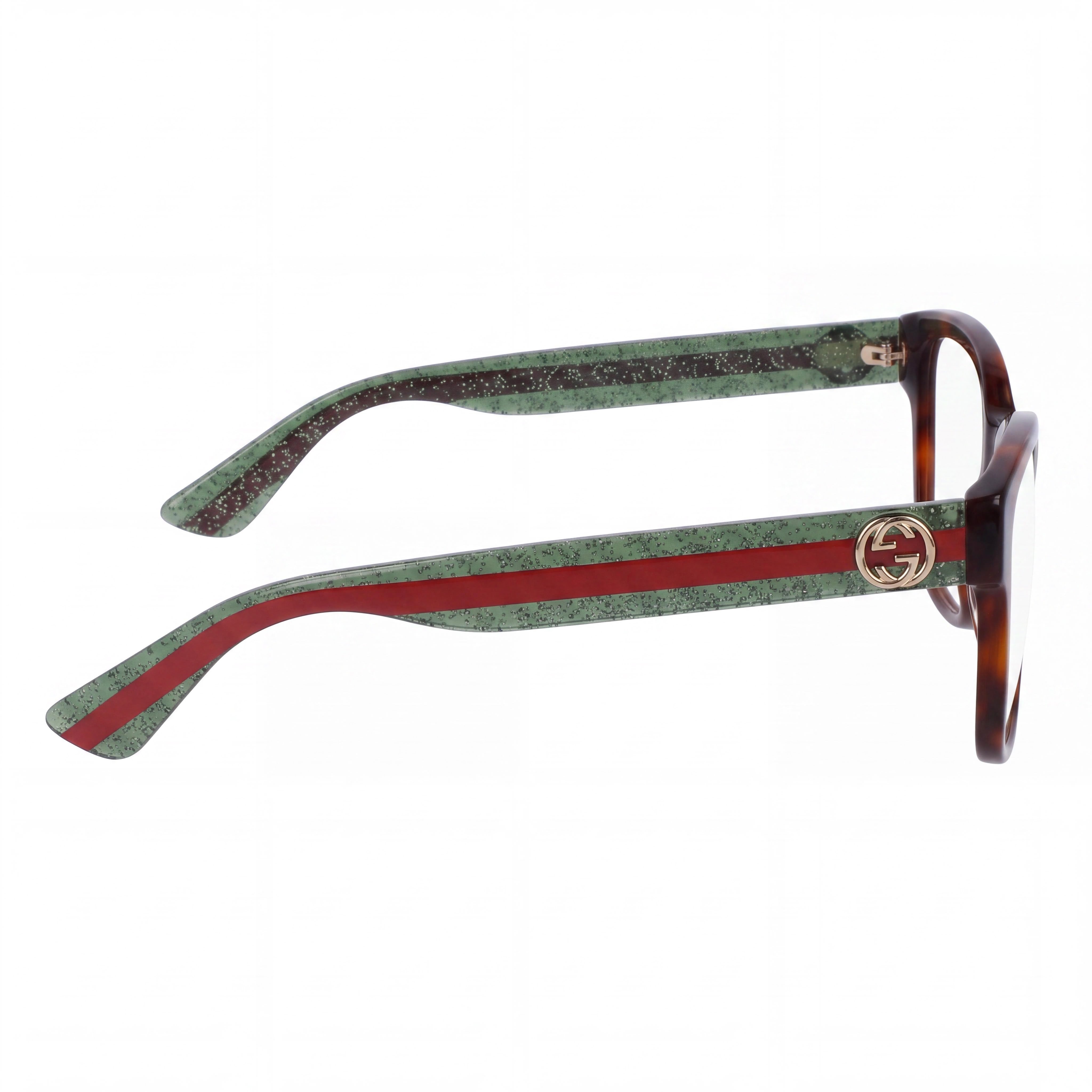 Gucci Gg0038o-002 Montura óptica cuadrada de aro completo de plástico para mujer, color havana verde transparente con lentes transparentes de policarbonato de 54 mm, Photo 2