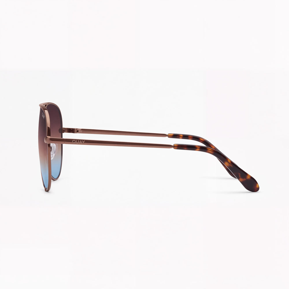 Gafas de sol unisex QUAY AUSTRALIA High Key extragrandes con montura de metal, lentes no polarizadas azul marrón chocolate y protección UV