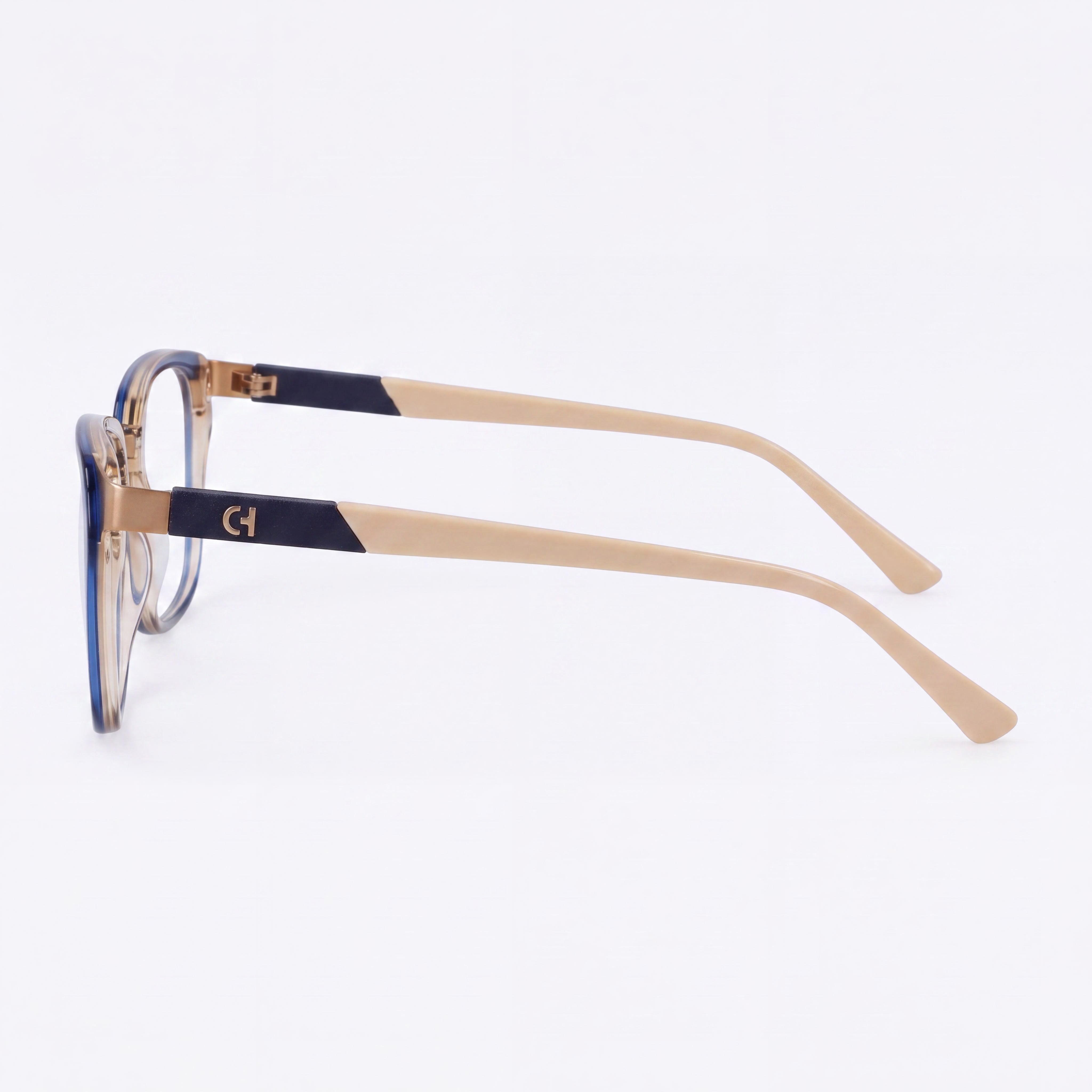 Cole Haan CH4523 Unisex Eyeglasses featuring Clear Demo Lenses, Ready for Custom Prescription Lenses, Navy Crystal Frame, Photo 3