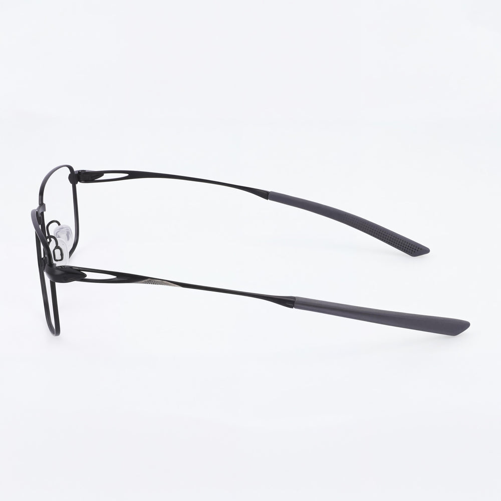 Nike 6046 Unisex Full Rim Rectangle Titanium Eyeglasses Satin Black 55-17-145