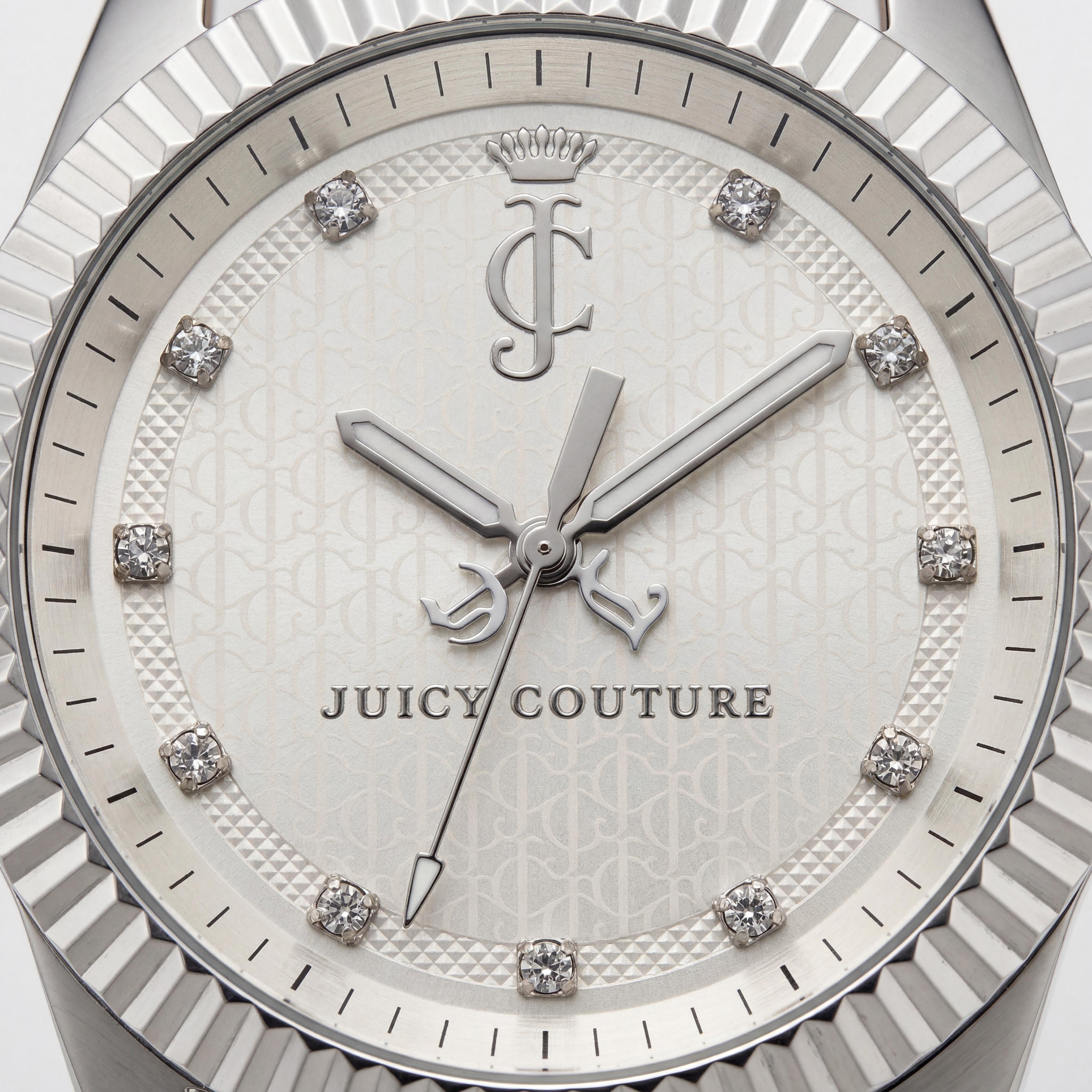 Juicy Couture Stella Collection Women's Black Leather Strap Mother of Pearl Dial Swarovski Crystal Water Resistant Watch 40mm, Photo 2