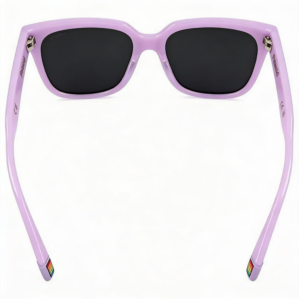 Polaroid Casual Unisex Lilac Polycarbonate Grey Polarized UV Protection Square Sunglasses 54mm