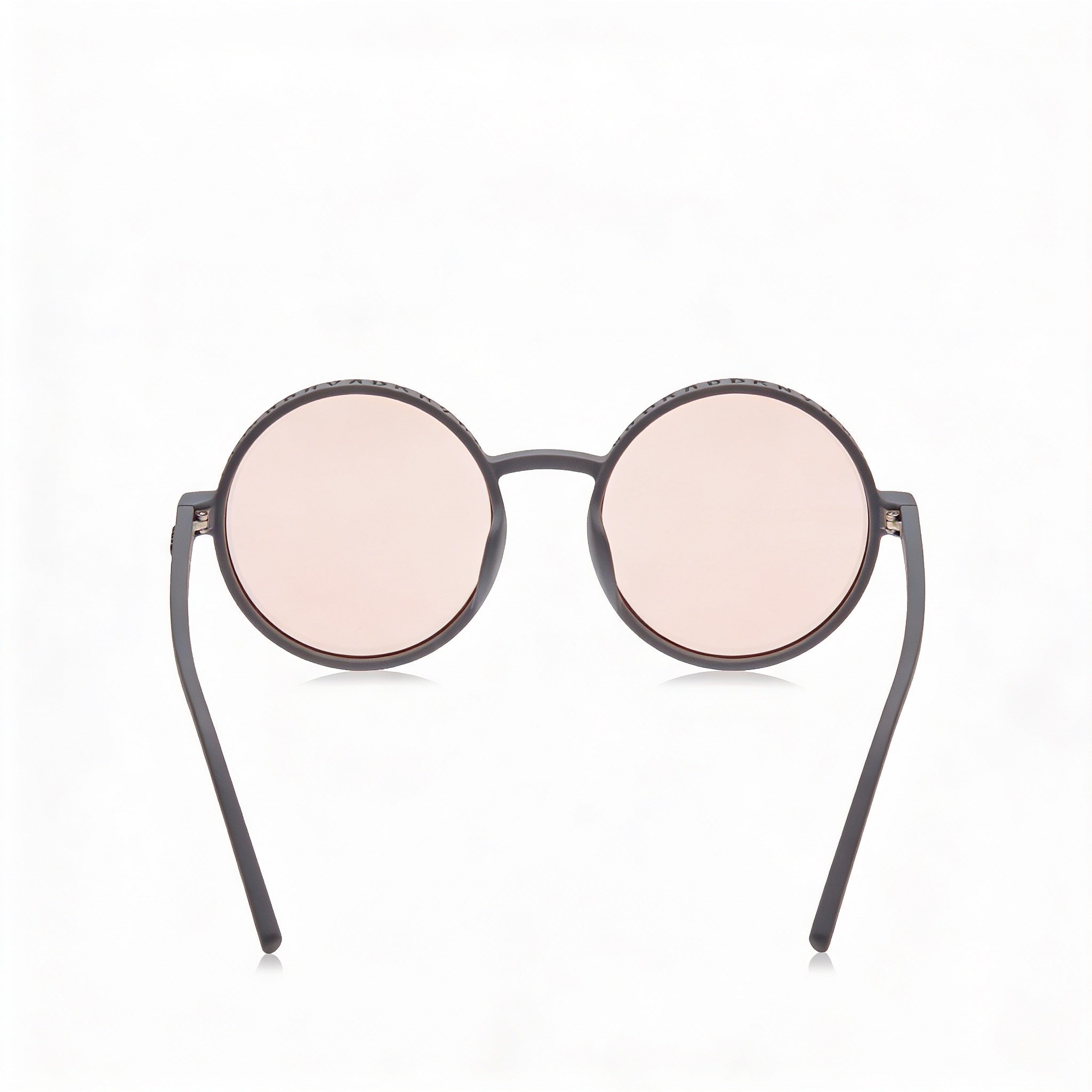 DKNY Classic Retro-Round Women's Grey Injected Frame Sunglasses with Blush Mirror Lenses 53mm UV Protection, Photo 4