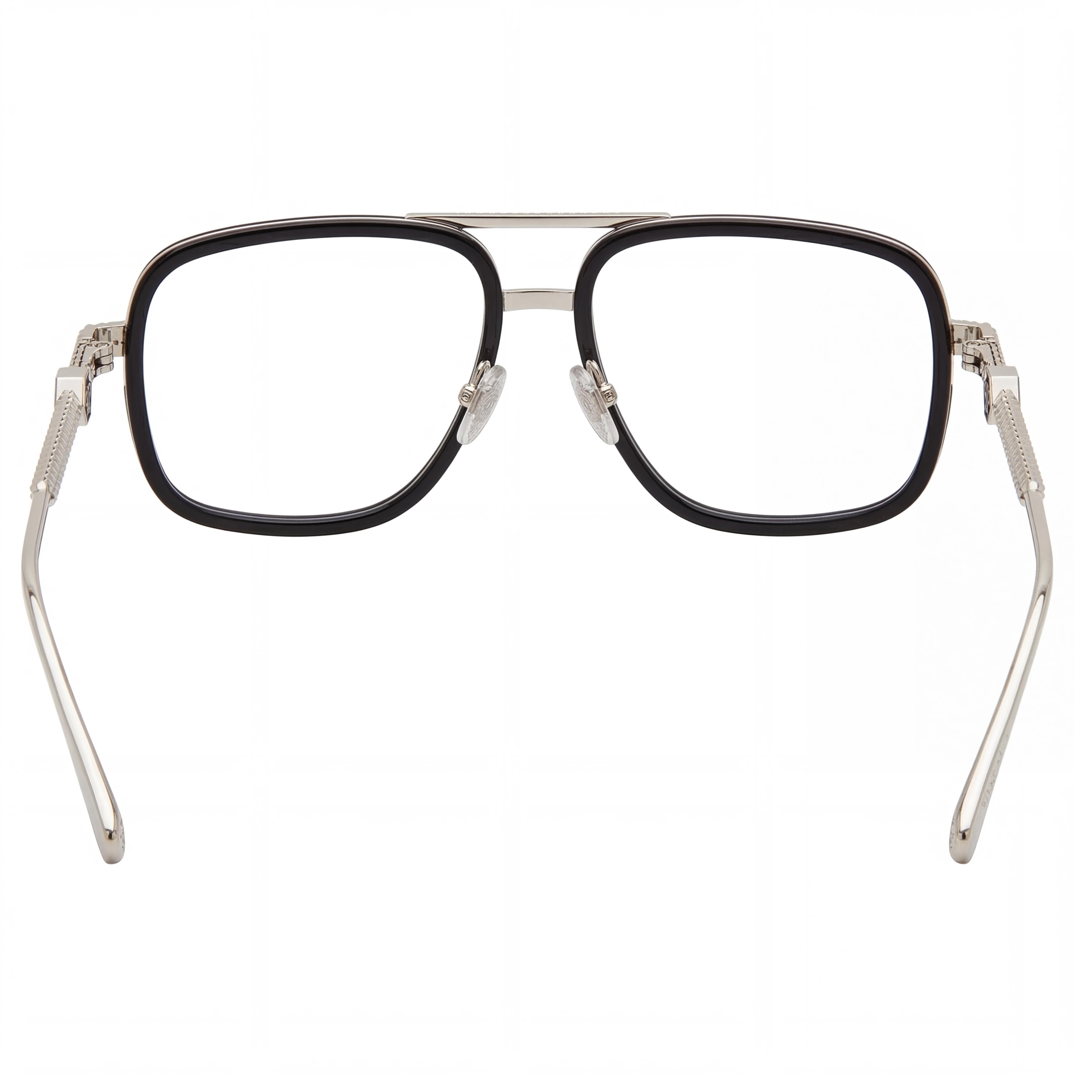 Gafas Philipp Plein VPP063M Clásicas de Titanio para Hombre, Paladio Brillante con Negro Semimate, No Polarizadas 58mm, Photo 3