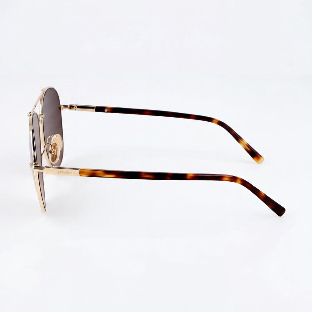Ferragamo Sf316s Men's Plastic Gold Brown Sunglasses, 100% UVA & UVB Protection, 61mm