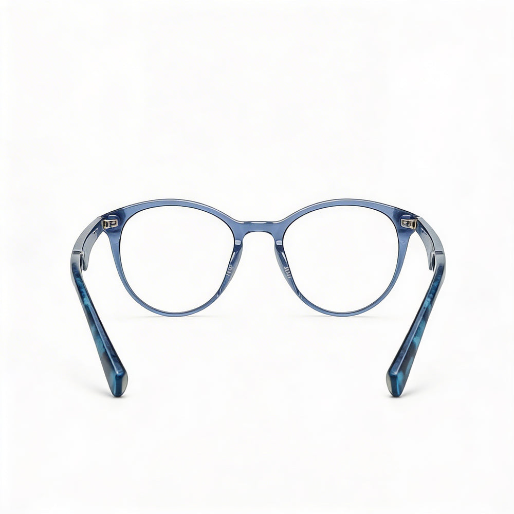 Gafas casuales de mujer POLICE con montura de plástico azul transparente brillante y lentes transparentes, 50 mm