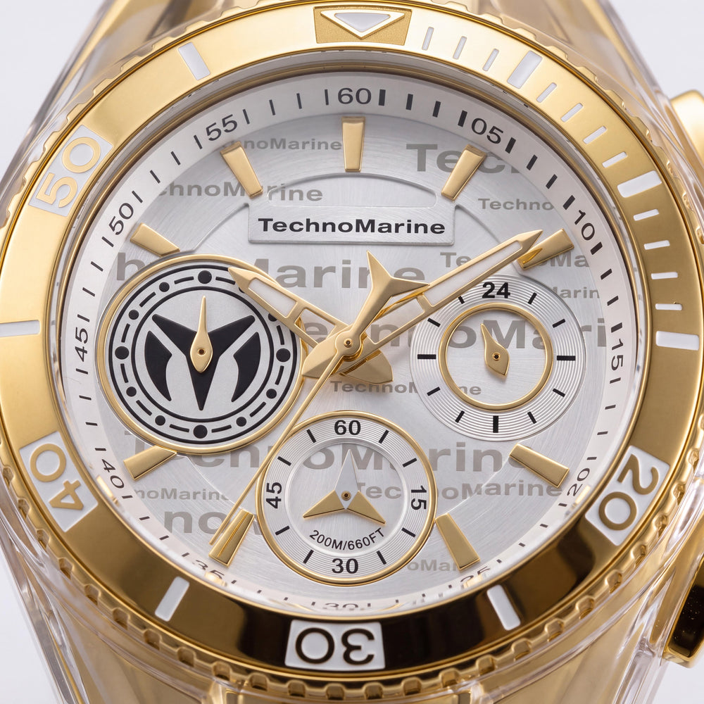 Reloj TechnoMarine TM-118133 para mujer con caja blanca, movimiento de cuarzo, correa de silicona, resistente al agua