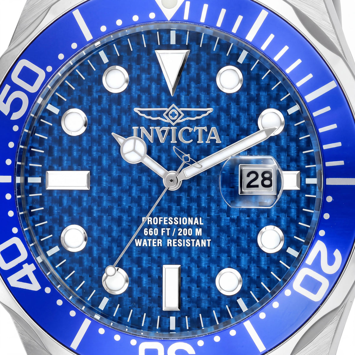 Reloj Invicta informal para hombre de 47 mm, caja y correa de acero inoxidable azul en tono plateado, movimiento de cuarzo y resistencia al agua de 200 m, Photo 2