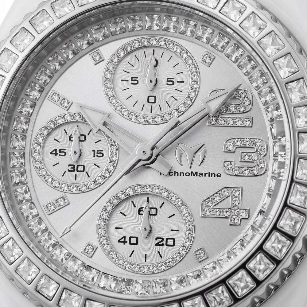 Technomarine Cruise TM-121193 Unisex Chronograph Stainless Steel Silver Dial Silicone Strap Watch 40mm