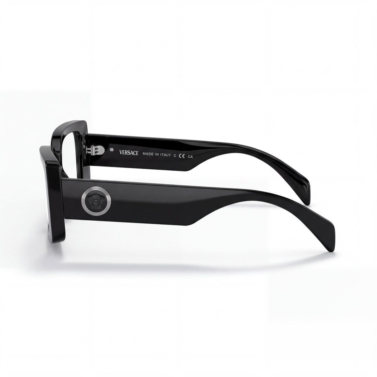 Gafas graduadas contemporáneas para mujer de Versace con montura de policarbonato en negro con logotipo dorado, ancho de lente de 51 mm, Photo 3