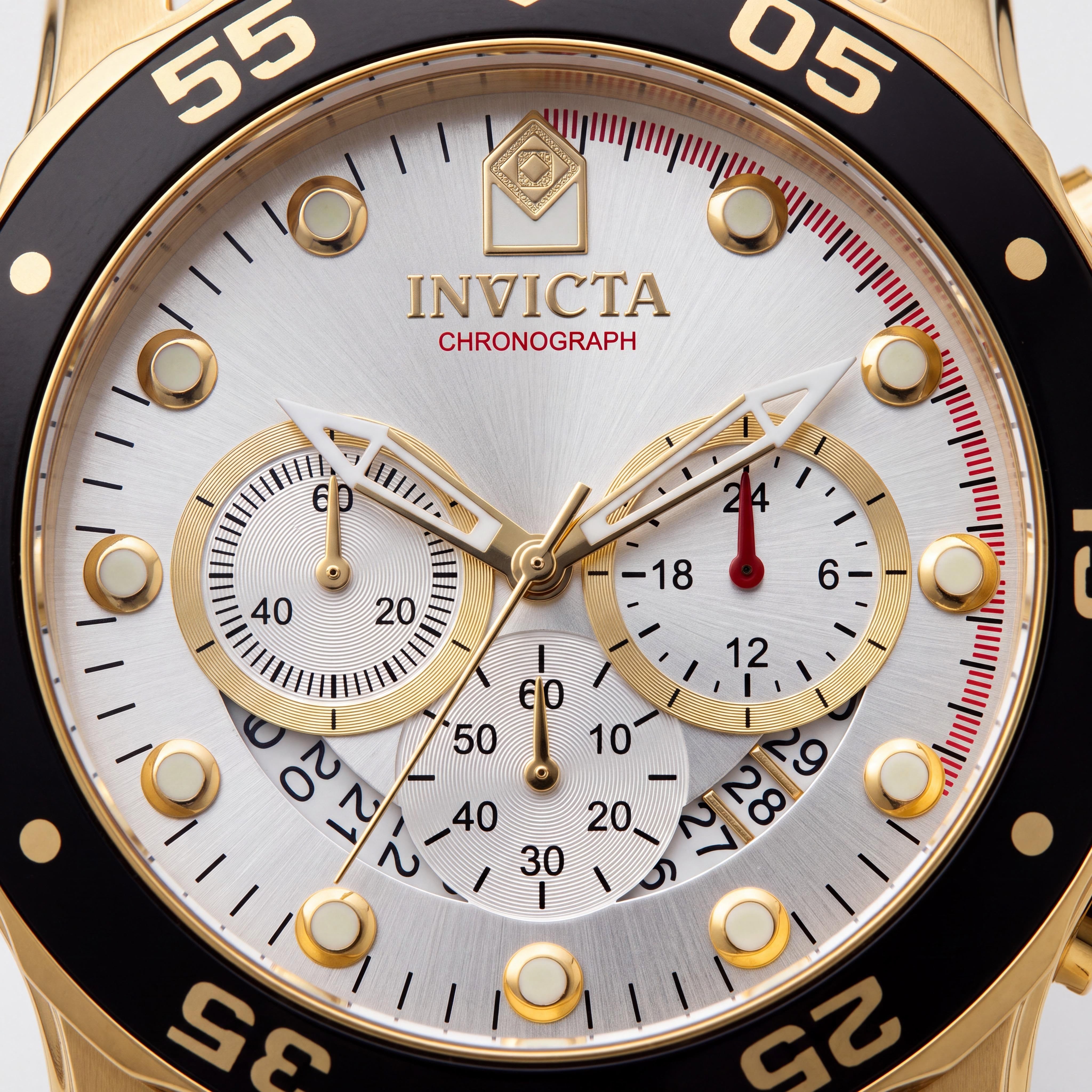 Invicta Men's Pro Diver SCUBA Gold-tone Watch with Quartz Movement, Diver Style & Chronograph Function, Photo 2