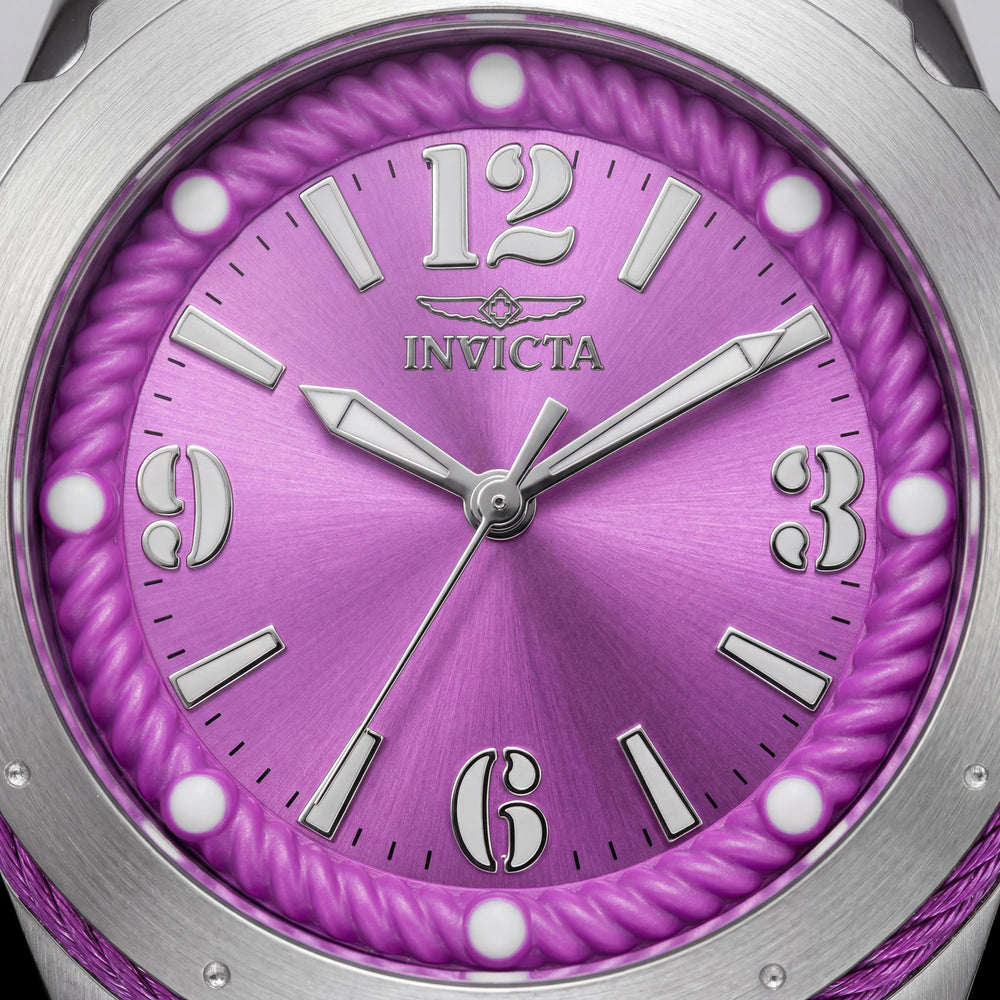 Invicta Angel 24123 Collection Women's Quartz Movement Watch, 38mm Stainless Steel Case, Purple Dial & Rubber Band