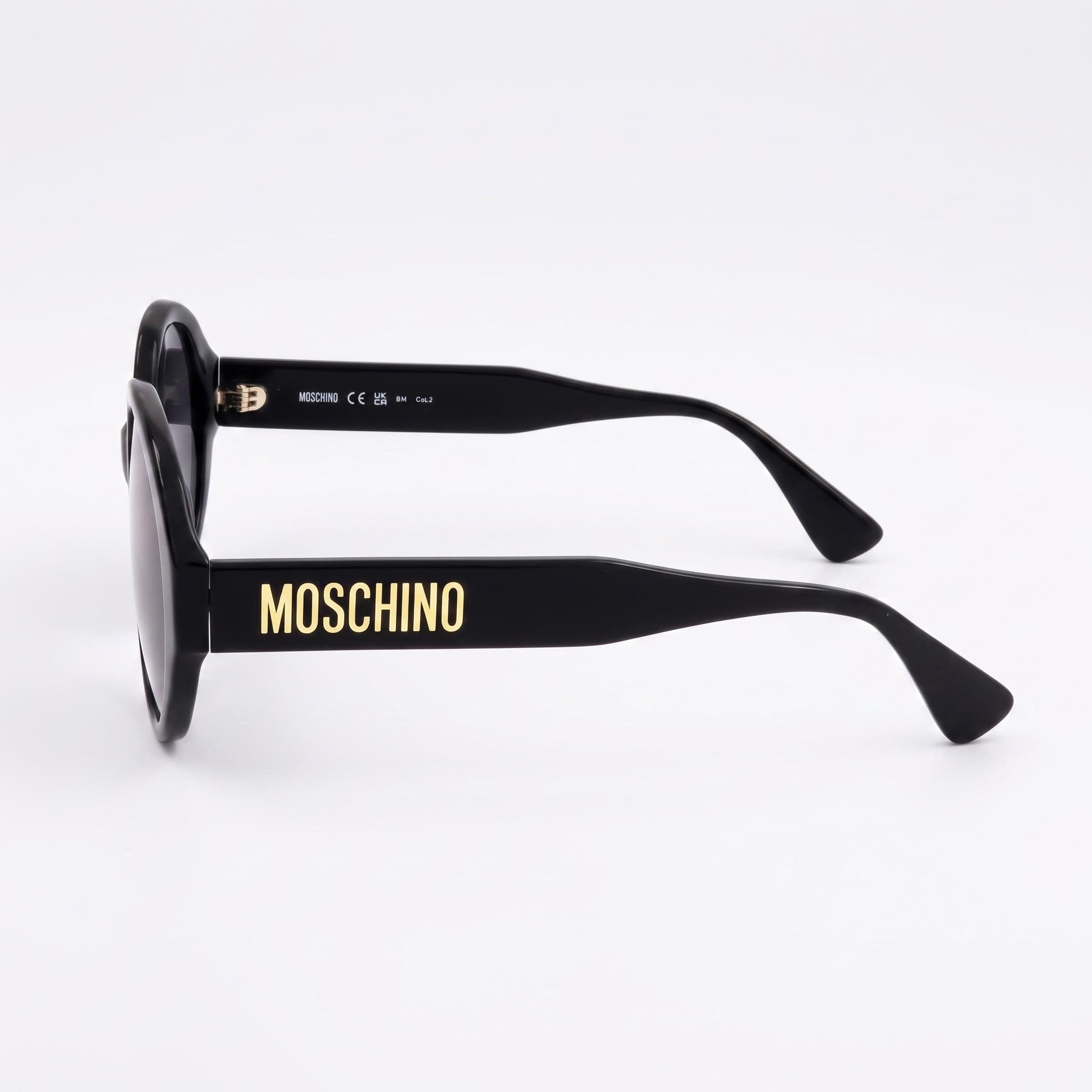 Moschino Mos126/S Women's Acetate Sunglasses, Black Dark Grey Shaded Frame, Gradient Dark Grey Lenses, UV Protection 53mm, Photo 3