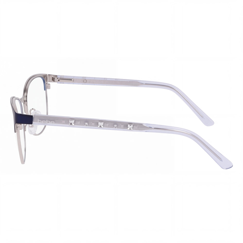 bebe Bb5226 Men's Optical Eyeglasses with Navy Acetate Frame and Clear Polycarbonate Lenses - Lens Width 51mm, Bridge Width 16mm, Temple Length 135mm