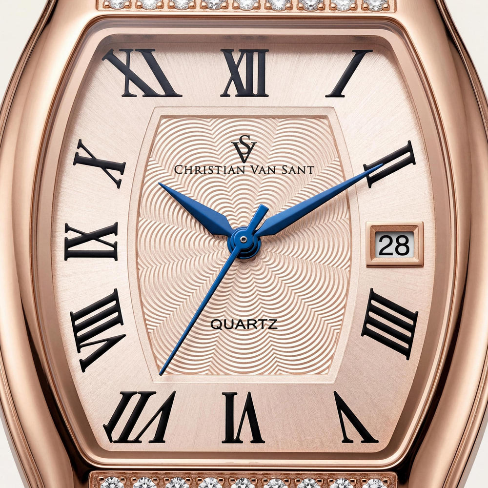 Reloj Christian Van Sant CV2445 de Acero Inoxidable Oro Rosa para Mujer, de Cuero, Resistente al Agua