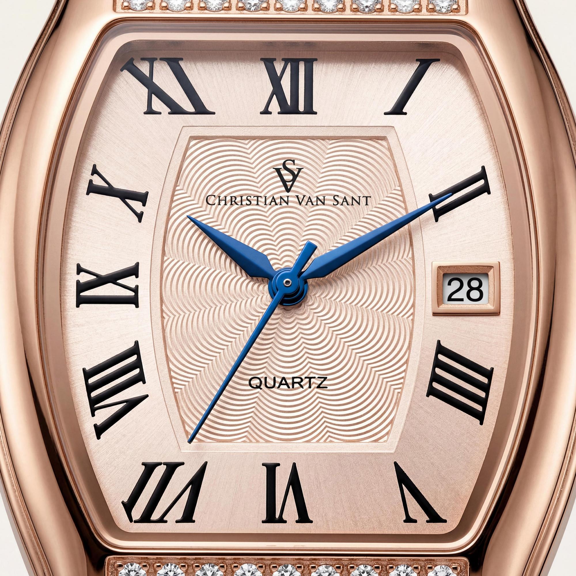 Christian Van Sant CV2445 Modern Women's Rose Gold Stainless Steel Leather Water Resistant Watch, Photo 2