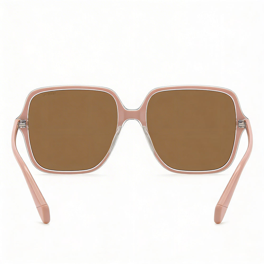 Polaroid Casual Women's Pink ECO POLYCARBONATE Frame Polarized Sunglasses with High UV Protection, Bronze Lenses, 56mm