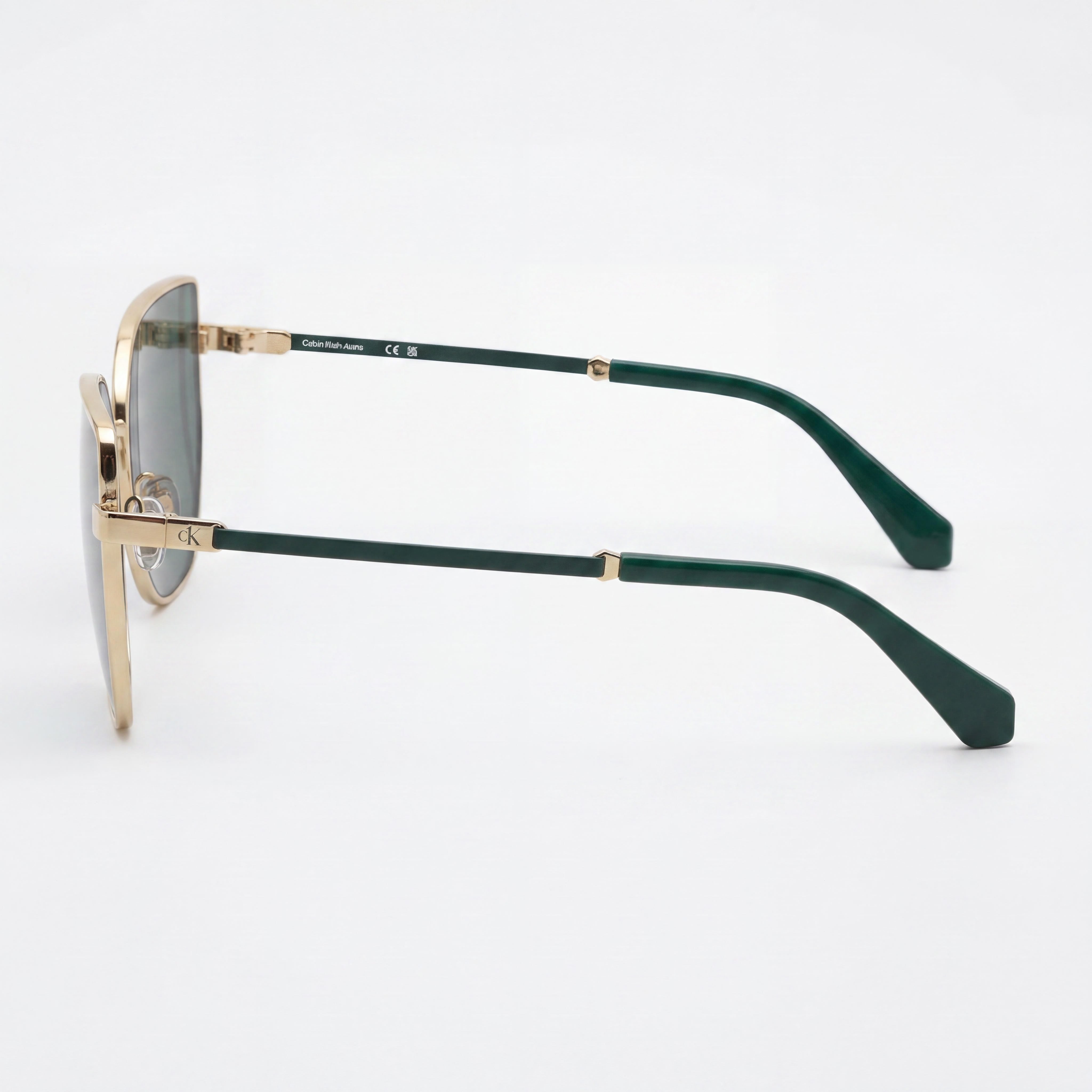 Calvin Klein Jeans Ckj25209s Gafas de sol de mujer con montura metálica dorada, lentes verdes sólidas no polarizadas y protección UV 57mm, Photo 3