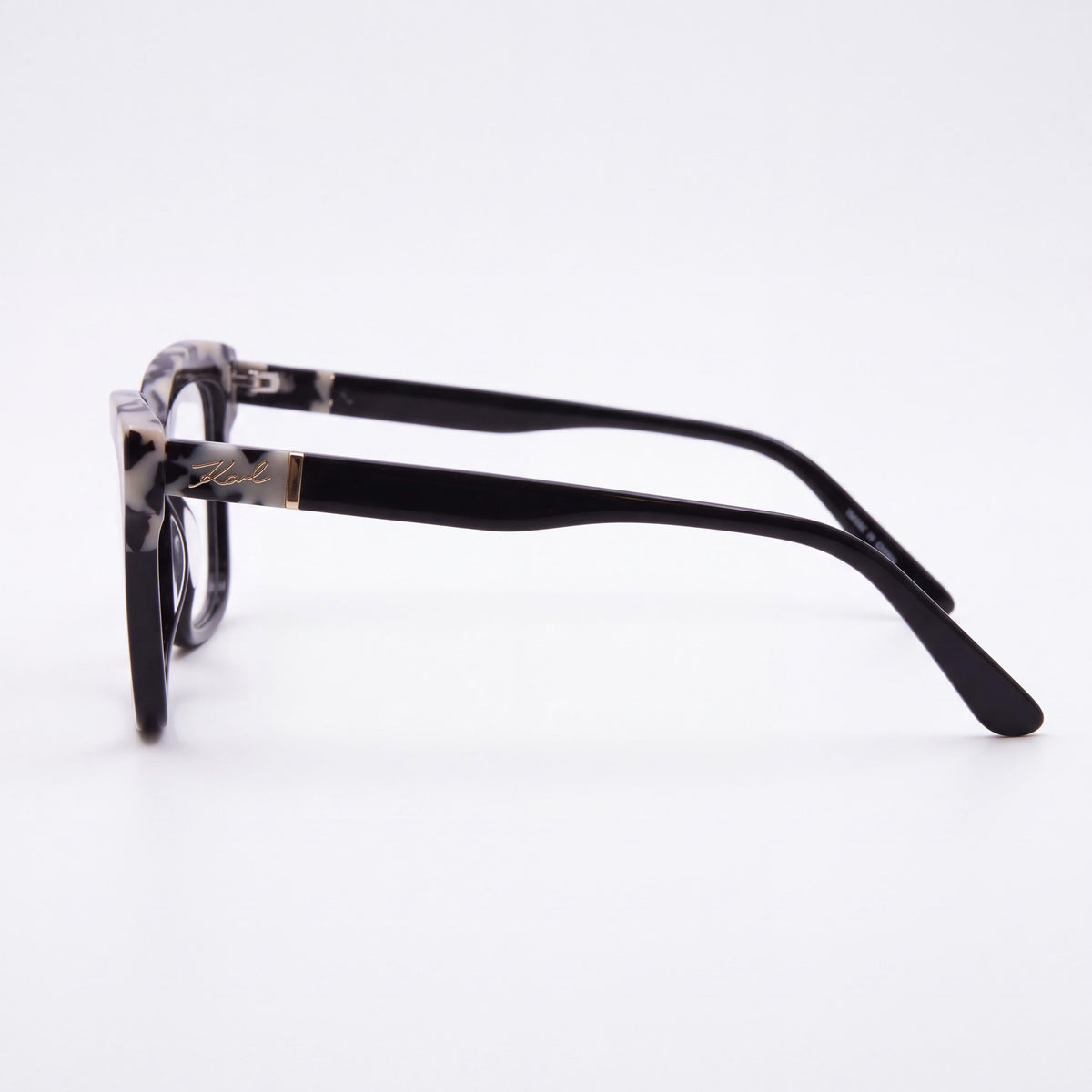KARL LAGERFELD Kl6130 Women's Rectangle Style Eyewear with Acetate Frame in Black Marble Color, Size 52mm, Photo 3