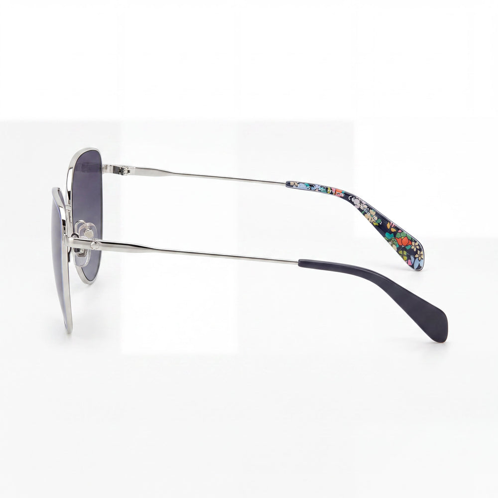 kate spade new york Gafas de sol de mujer de temporada de acero inoxidable azul gris gris oscuro sombreado de 55 mm con protección UV