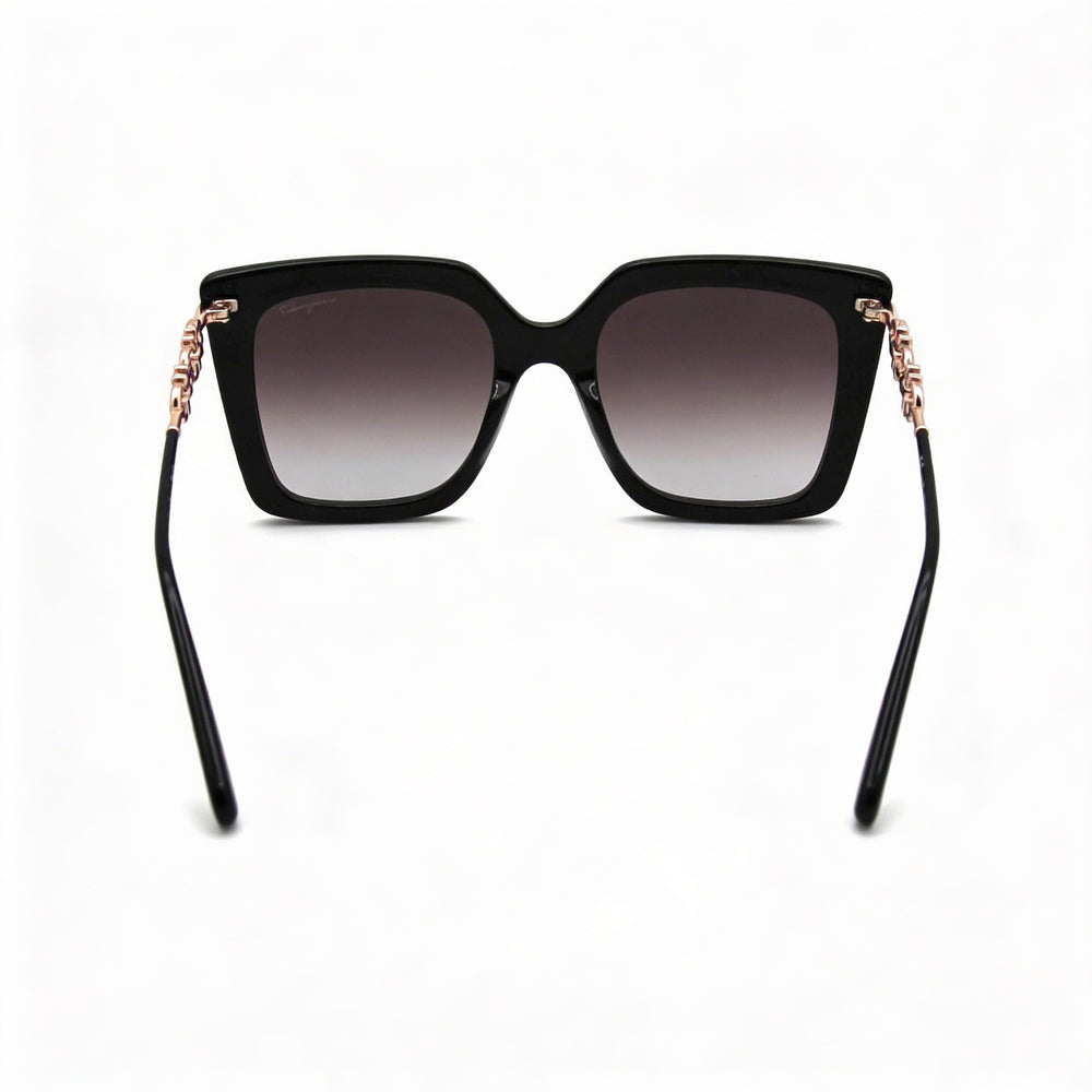 Gafas de sol no polarizadas Ferragamo SF1041S para mujer, de aleación de acero negro, diseño de mariposa, gris degradado, 51 mm