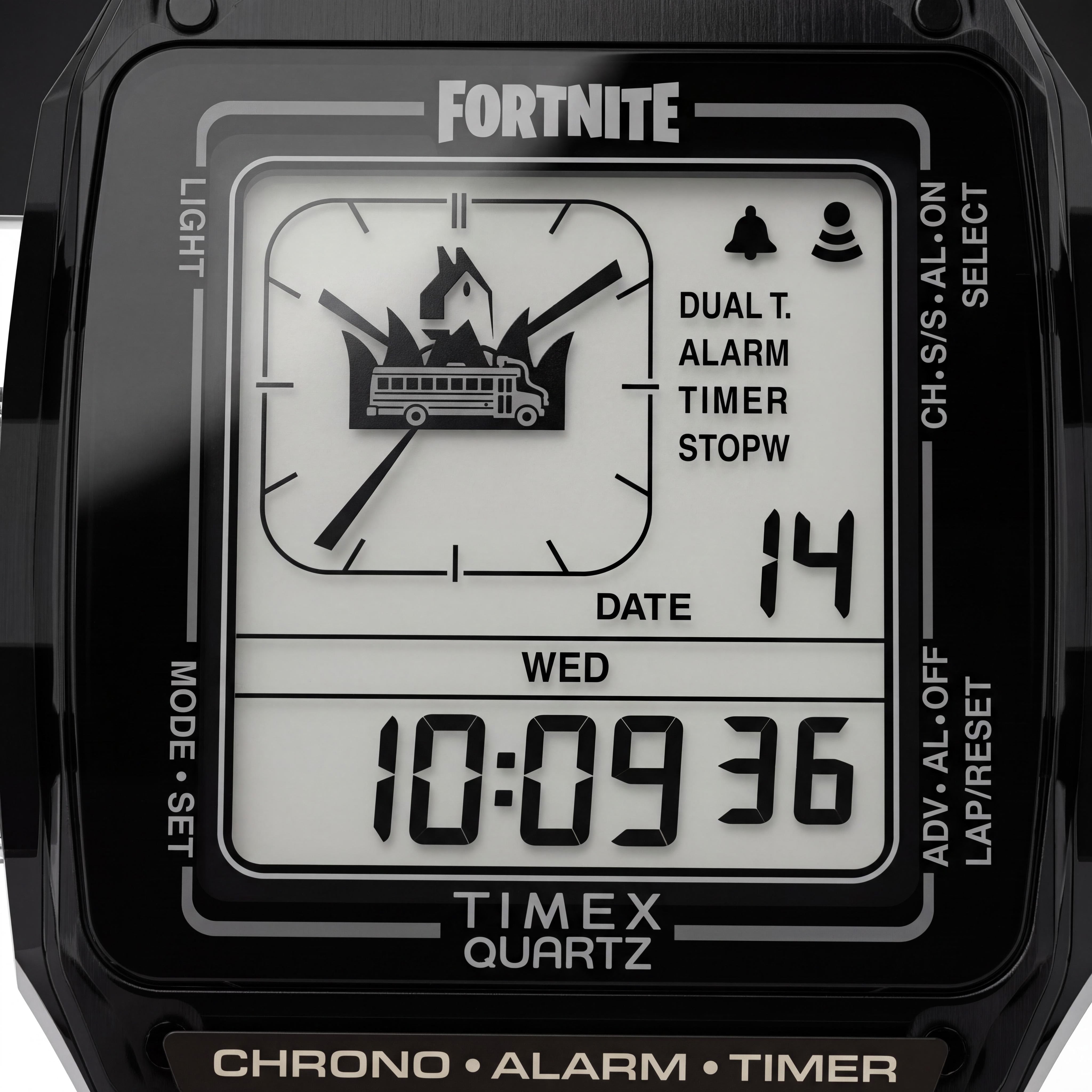 Timex Modern Q Timex LCA Fortnite Edition Unisex Dual-Display Analog-Digital Translucent Black Resin Water Resistant Watch, Photo 2