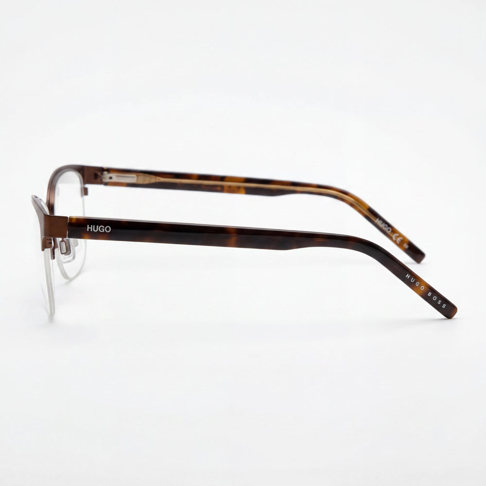 BOSS Hg 1079 Women's Cat-Eye Eyeglasses with Matte Brown Stainless Steel Front & Havana Acetate Temples 56mm