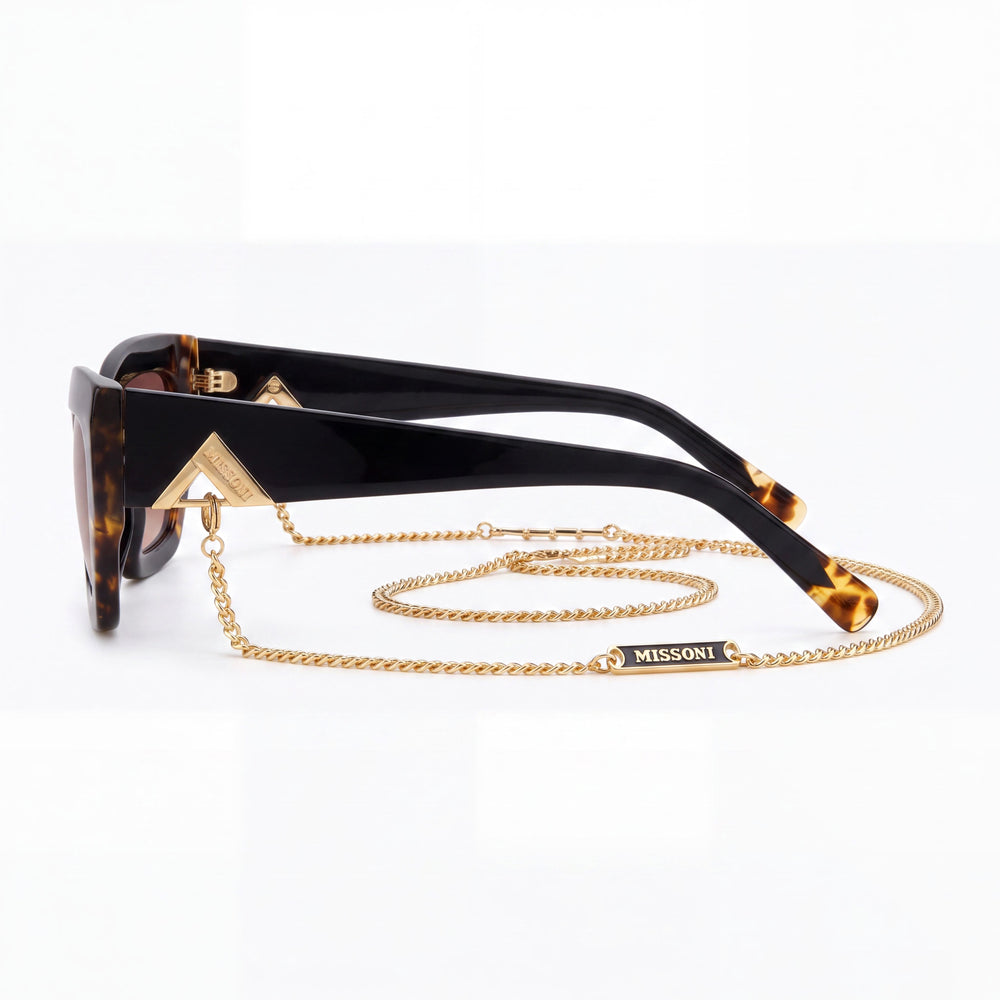 M Missoni Missoni Seasonal Unisex Black Havana Plastic Sunglasses, Brown Shaded Non-Polarized UV Lenses, 53mm