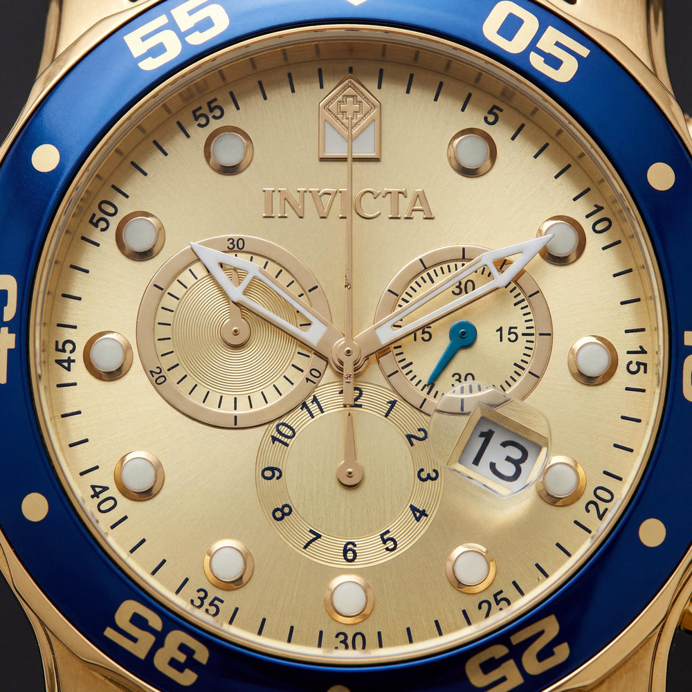 Invicta 17881 Pro Diver Men's Chronograph Black Champagne 18K Gold IP Polyurethane Strap Watch 48mm