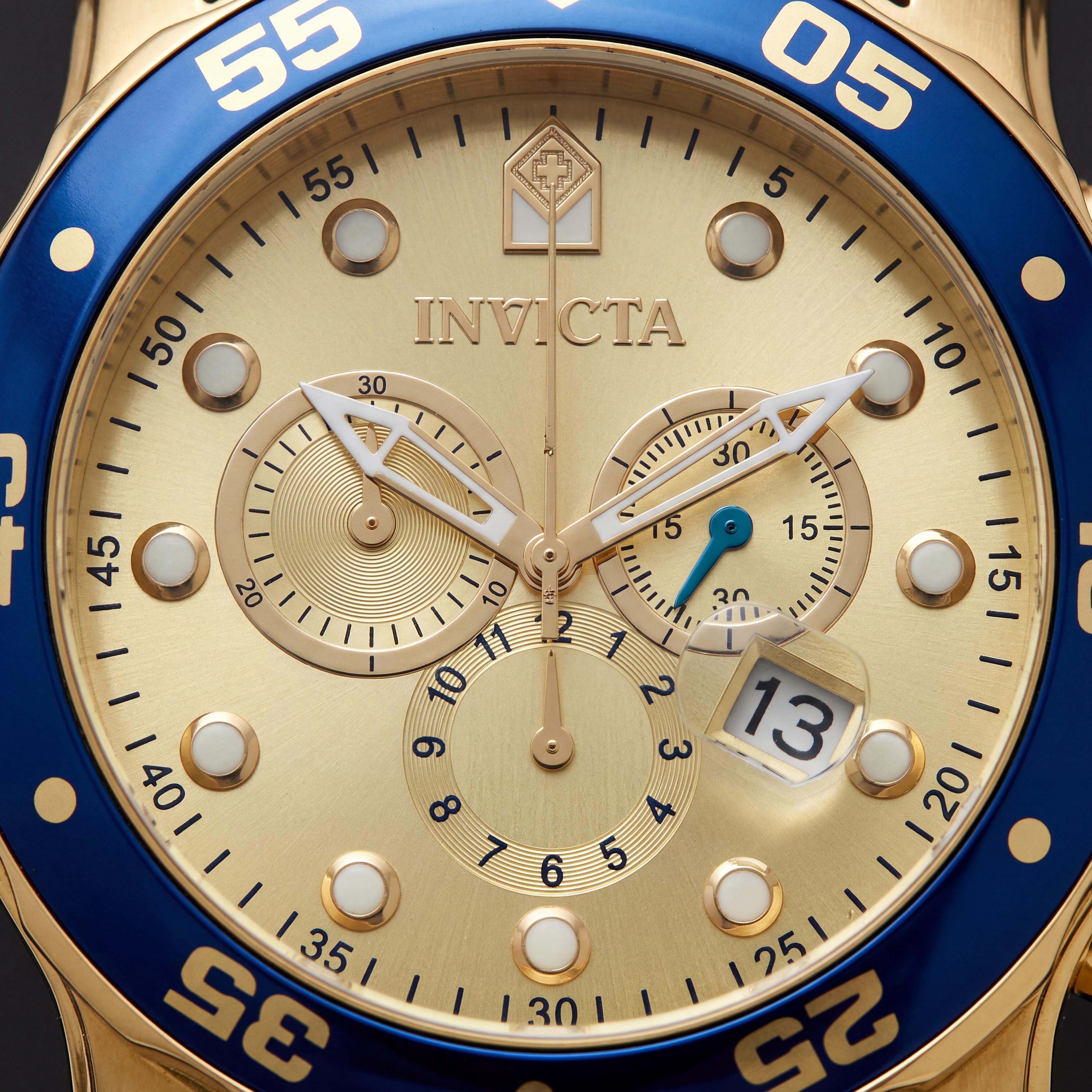 Invicta 17881 Pro Diver Men's Chronograph Black Champagne 18K Gold IP Polyurethane Strap Watch 48mm, Photo 2