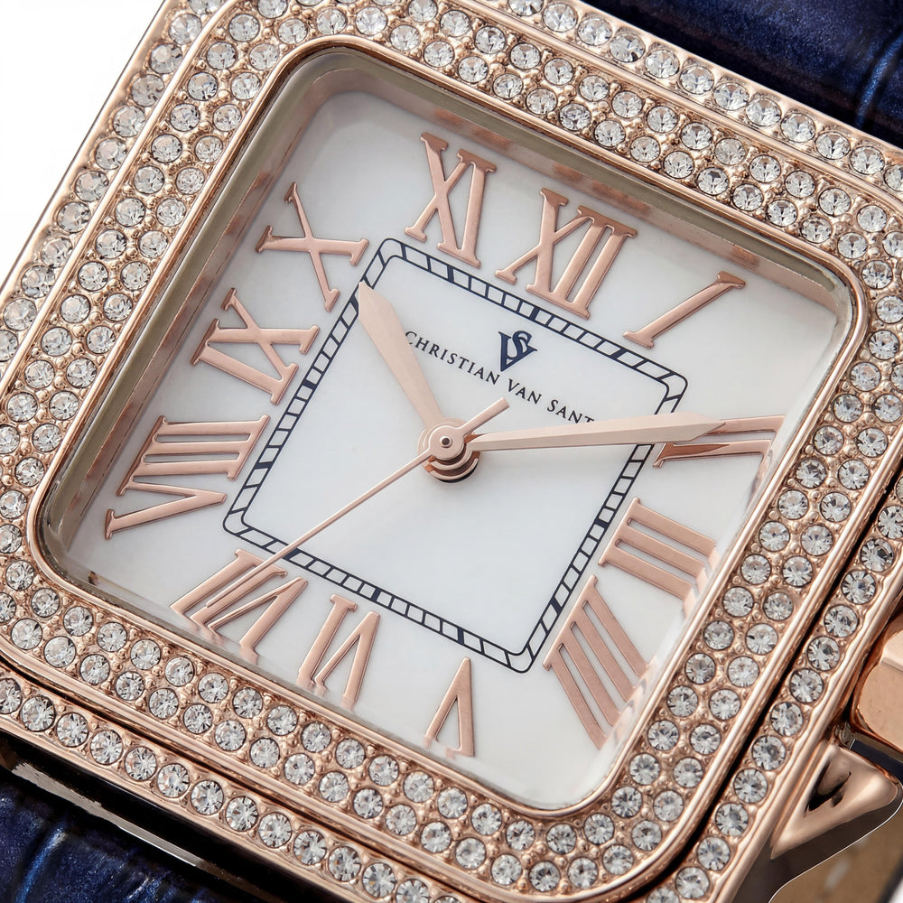 Reloj Christian Van Sant CV4428 de cuarzo para mujer, caja blanca, parte trasera de acero inoxidable, cristales en el bisel