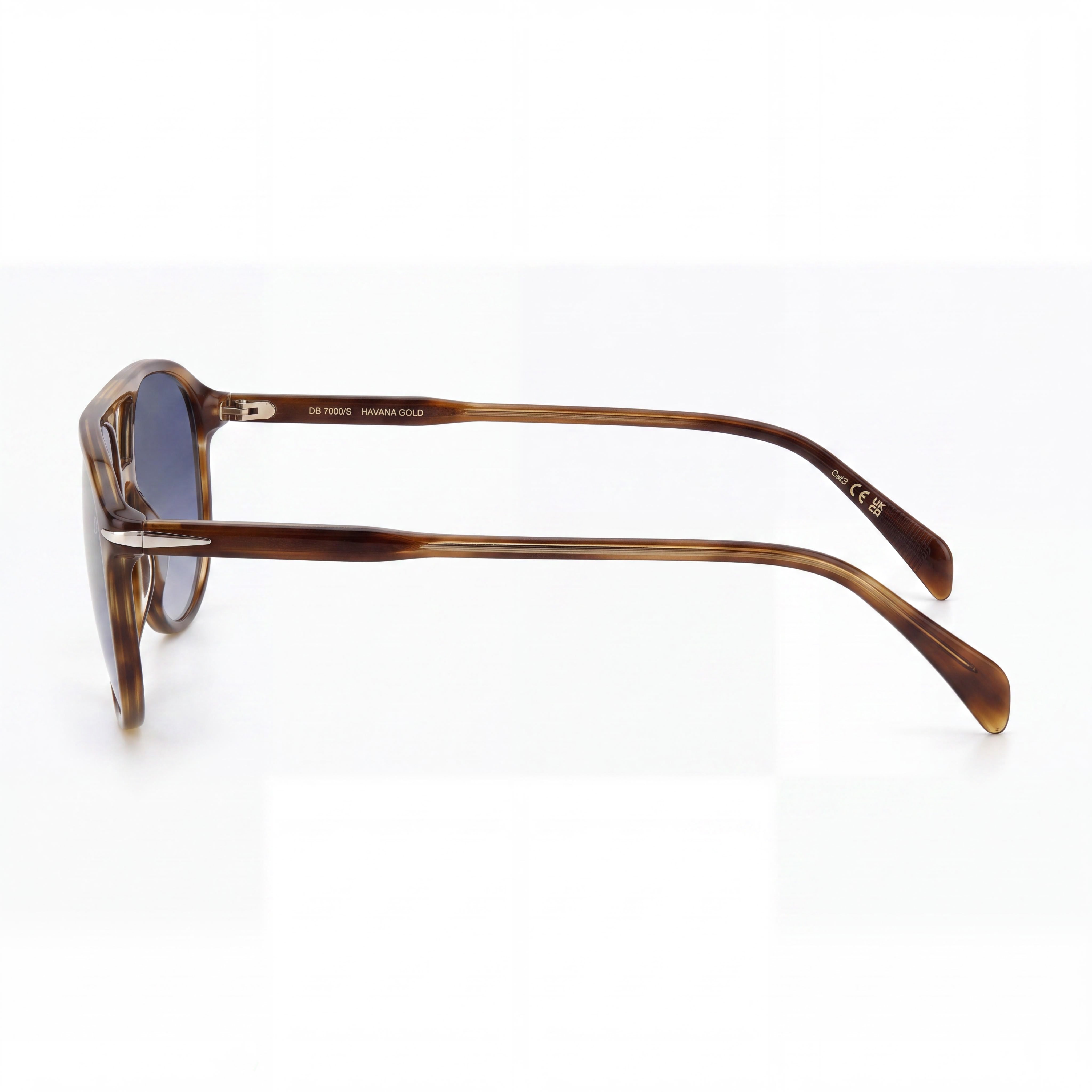 David Beckham DB 1159/S Classic Women's Rectangular Brown Horn Light Acetate Non-Polarized Blue Mirror Antireflex Sunglasses 58mm, Photo 3
