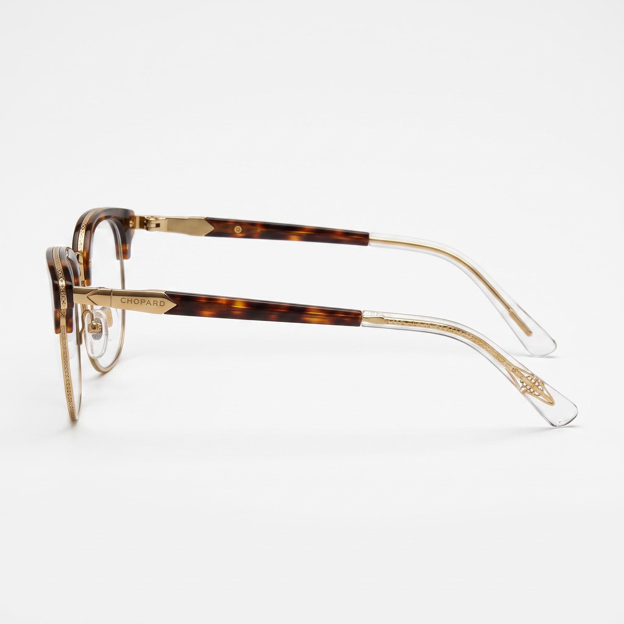 Gafas clásicas Chopard para hombre, con montura de metal y lentes no polarizadas, en color Havana oscuro brillante, 51 mm, Photo 2