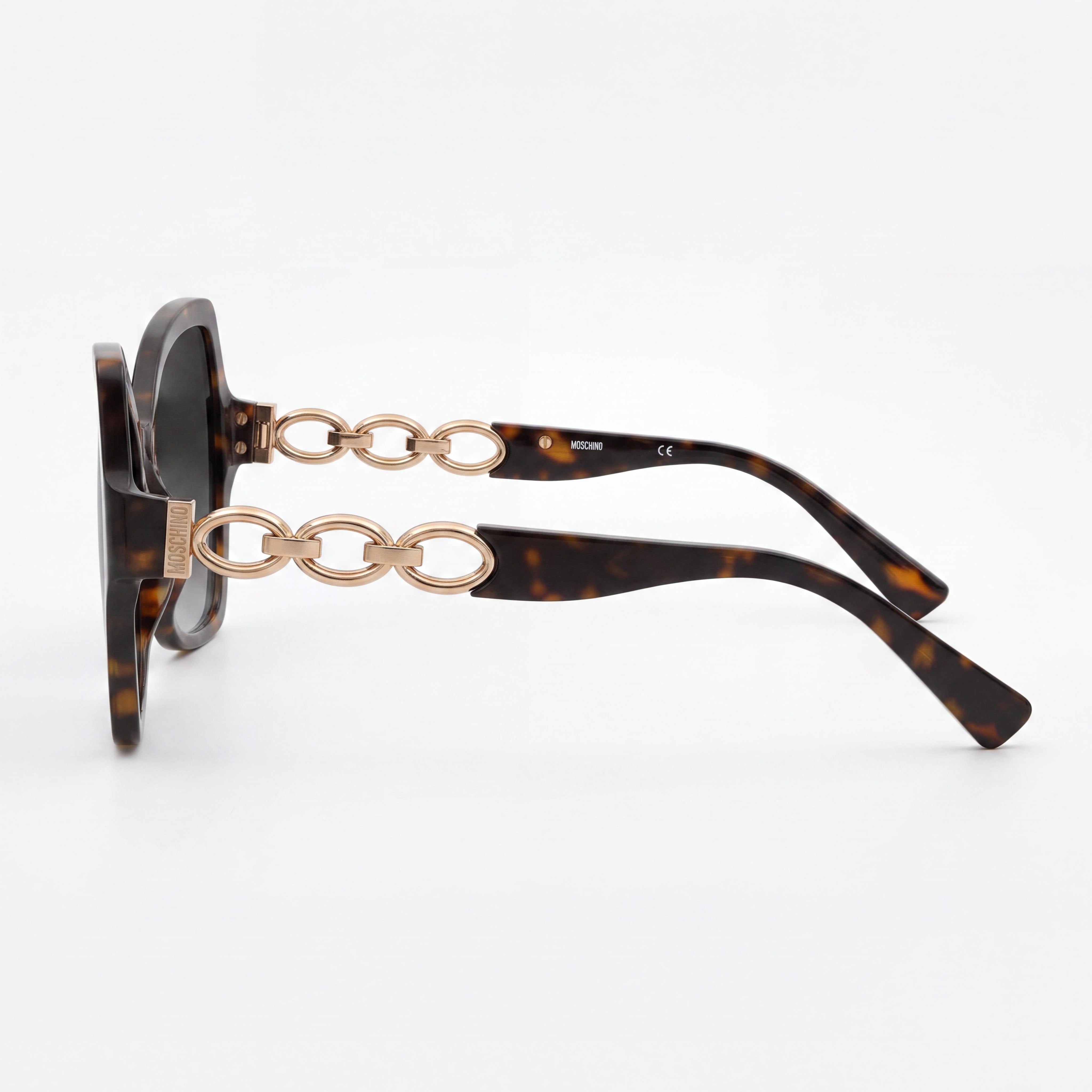 Moschino MOS099S Casual Women's Havana Acetate Non-Polarized UV Protection Sunglasses Blue Lenses 54mm, Photo 3