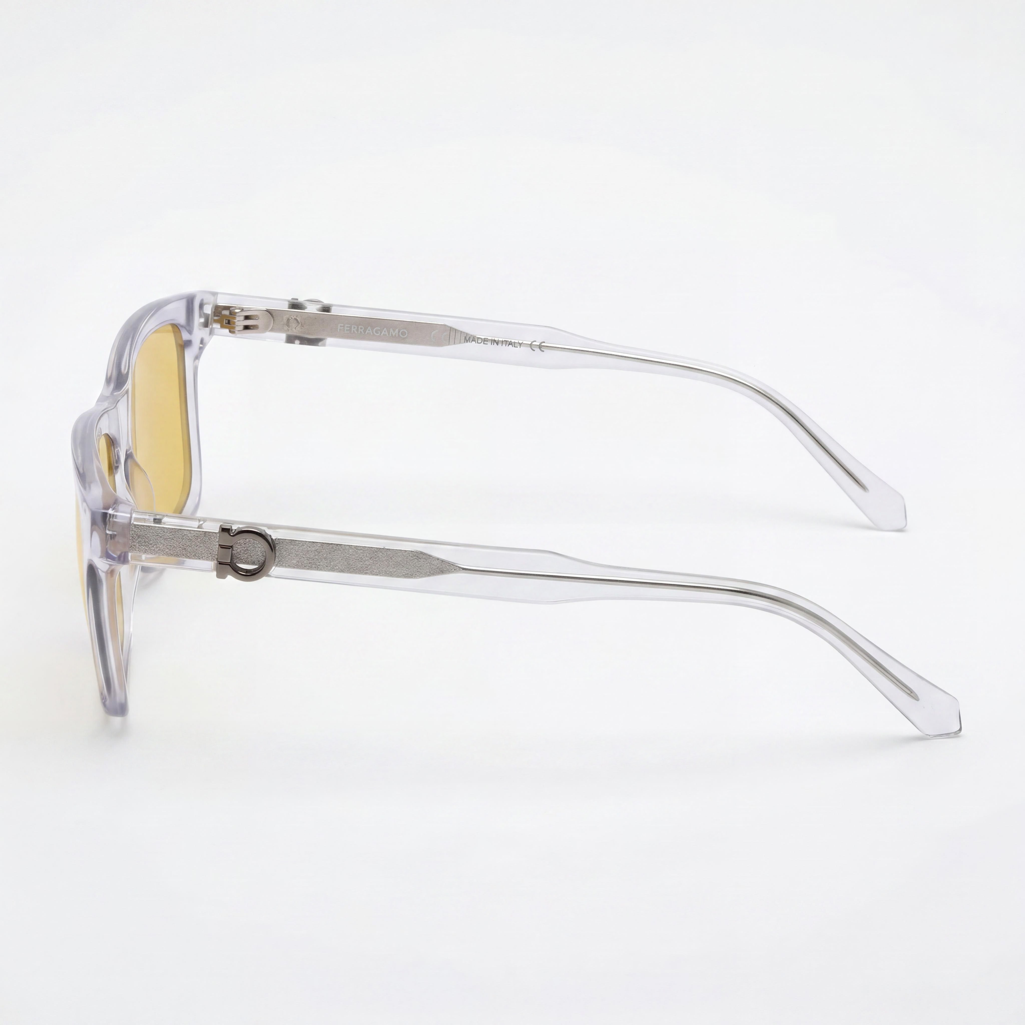 Gafas de sol rectangulares Ferragamo modernas unisex de acetato con montura gris transparente, protección UV 400 no polarizadas de 55 mm, Photo 3