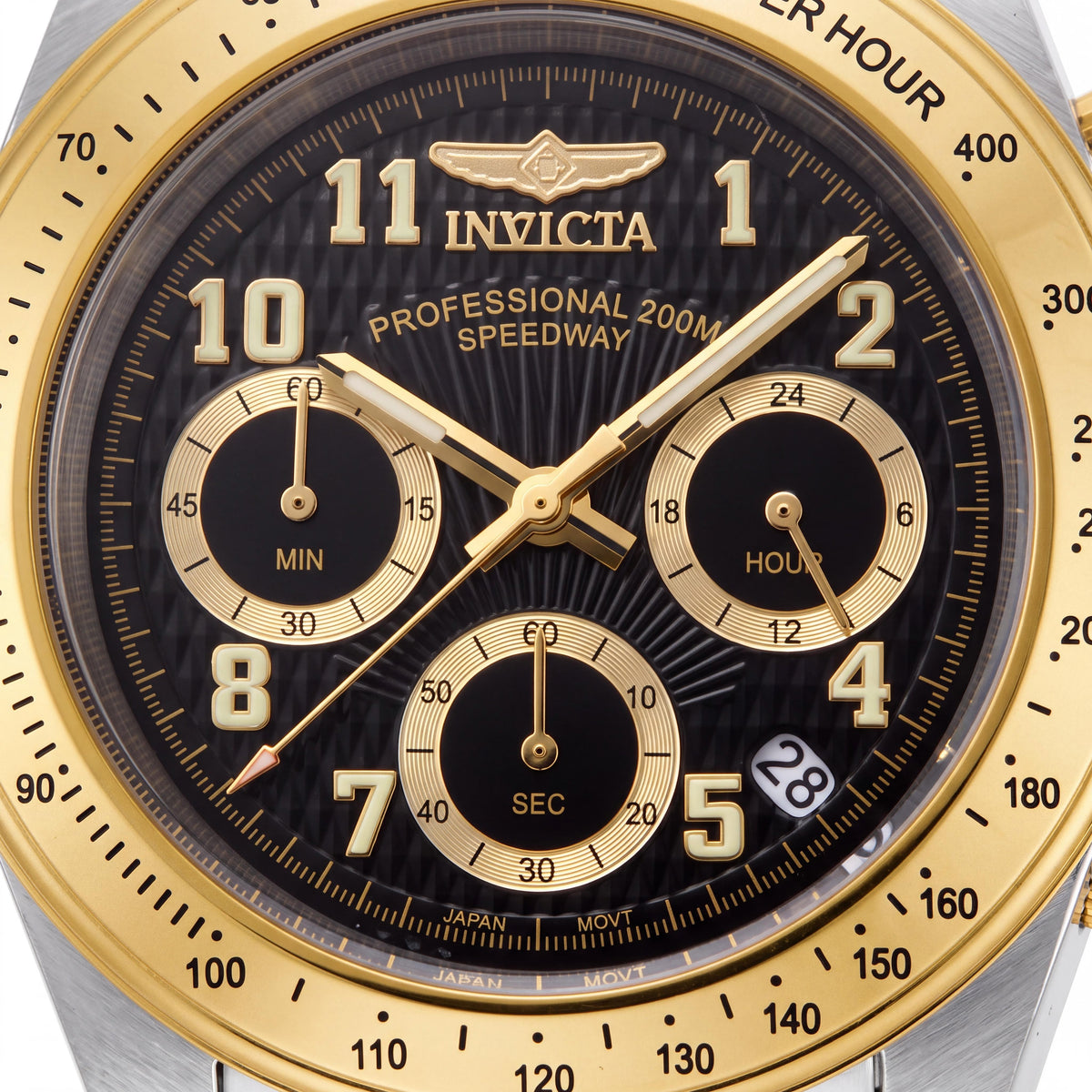Invicta Men's Speedway Chronograph Two-Tone Stainless Steel Black Dial 200M Water Resistant Watch 39mm, Photo 2