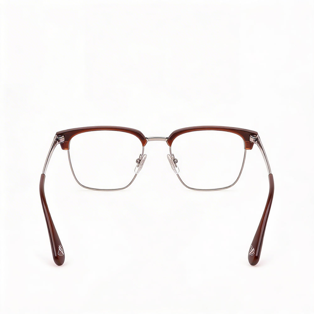 Montura de gafas Police Casual de metal paladio para hombre con lentes transparentes no polarizadas, ancho de lente de 51 mm