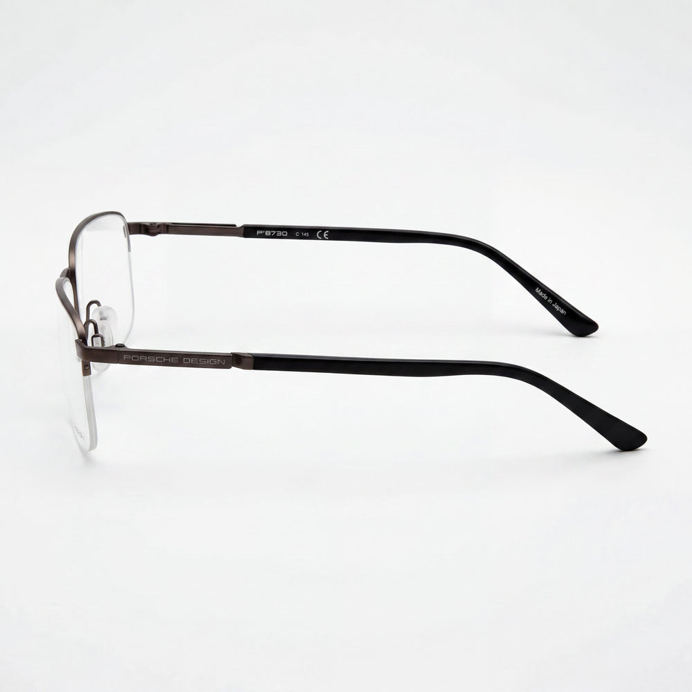 Gafas Porsche Modern para hombre con montura de titanio y combinación de colores marrón y negro, ancho de lente de 56 mm